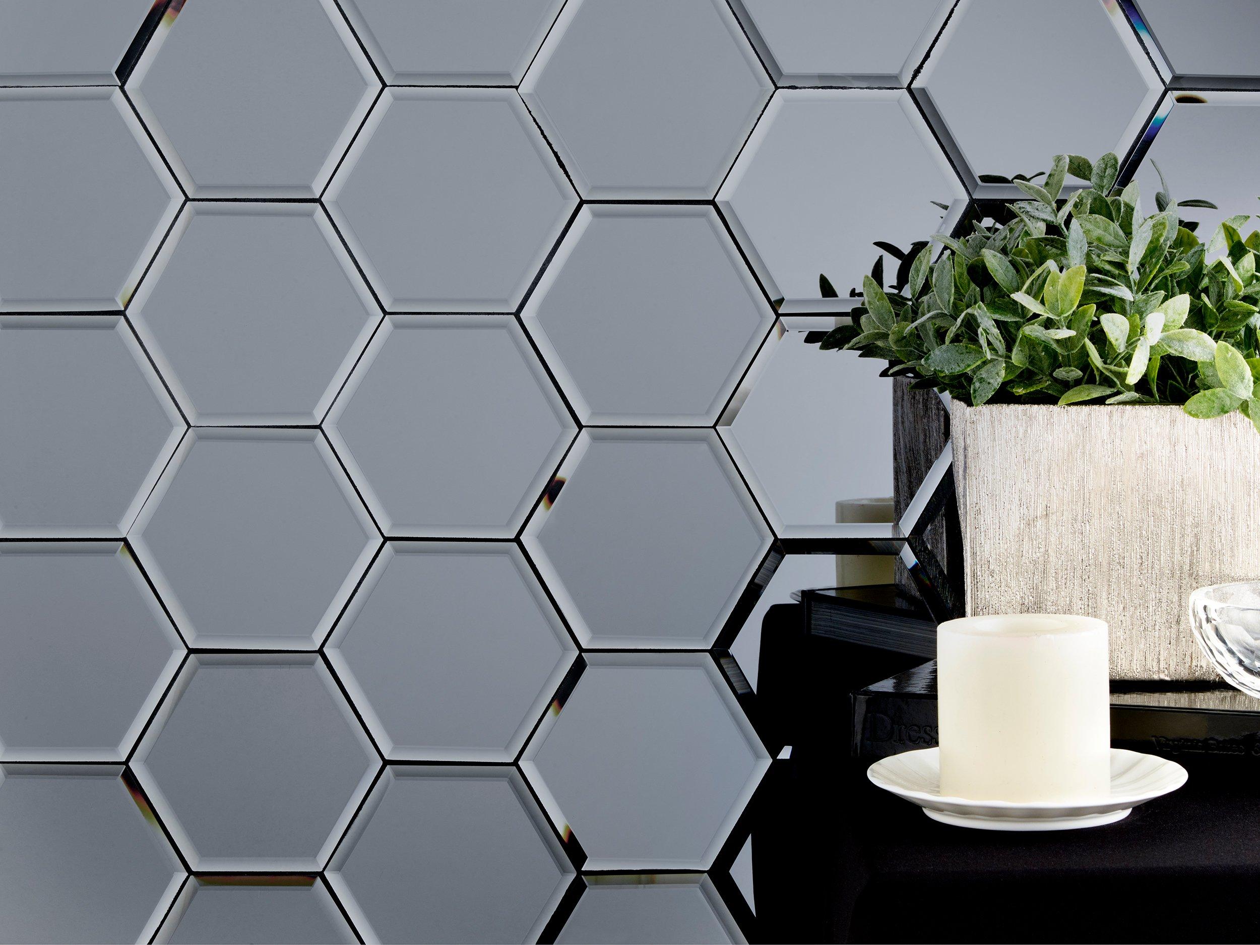 Carbon Reflection Hexagon Glass Mosaic