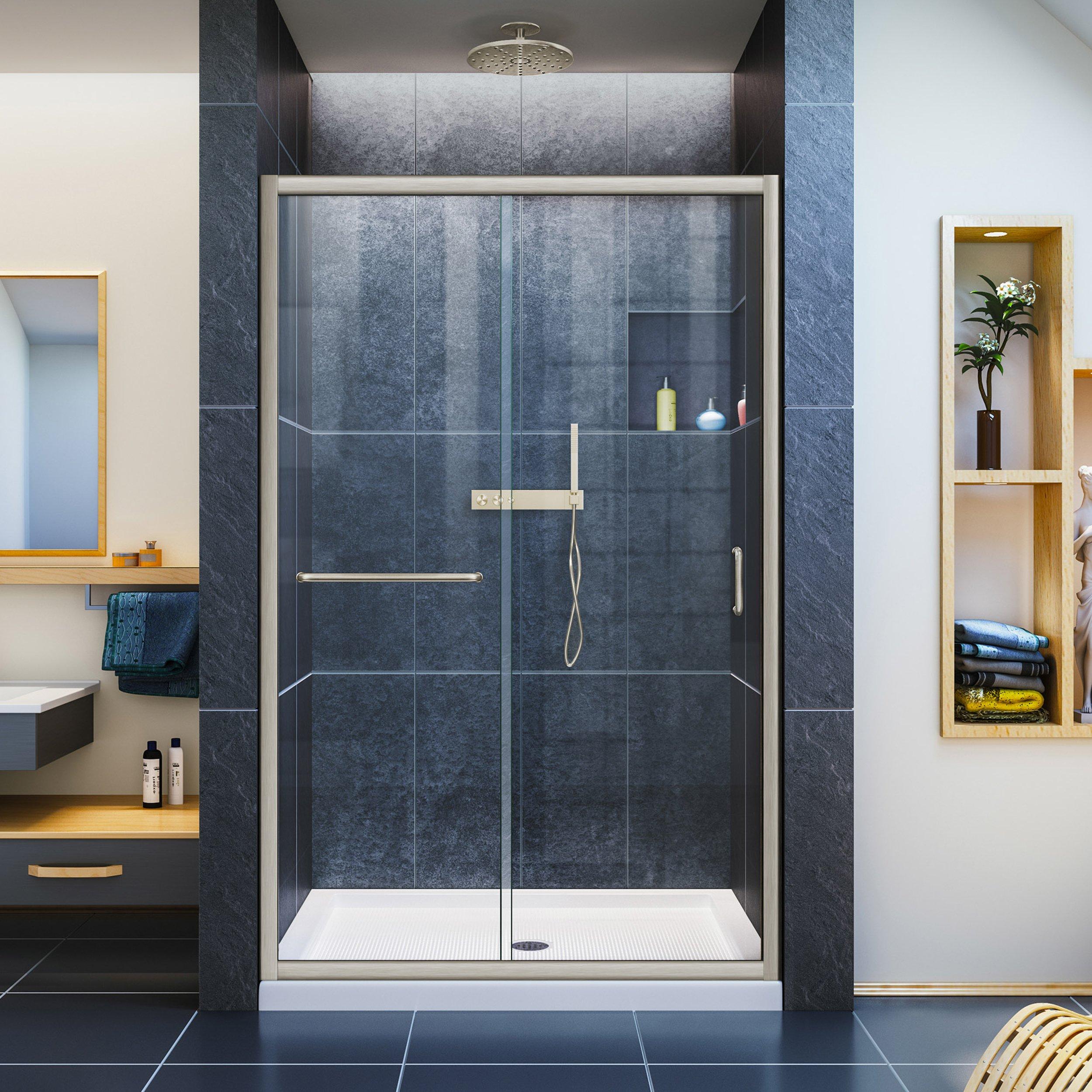 Infinity-Z Brushed Nickel Semi-Frameless Shower Door