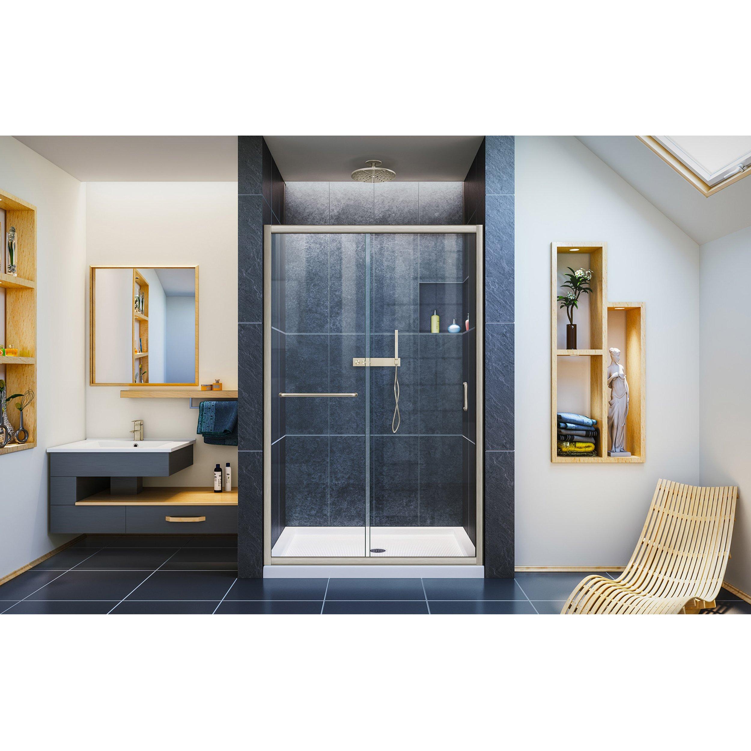 Infinity-Z Brushed Nickel Semi-Frameless Shower Door