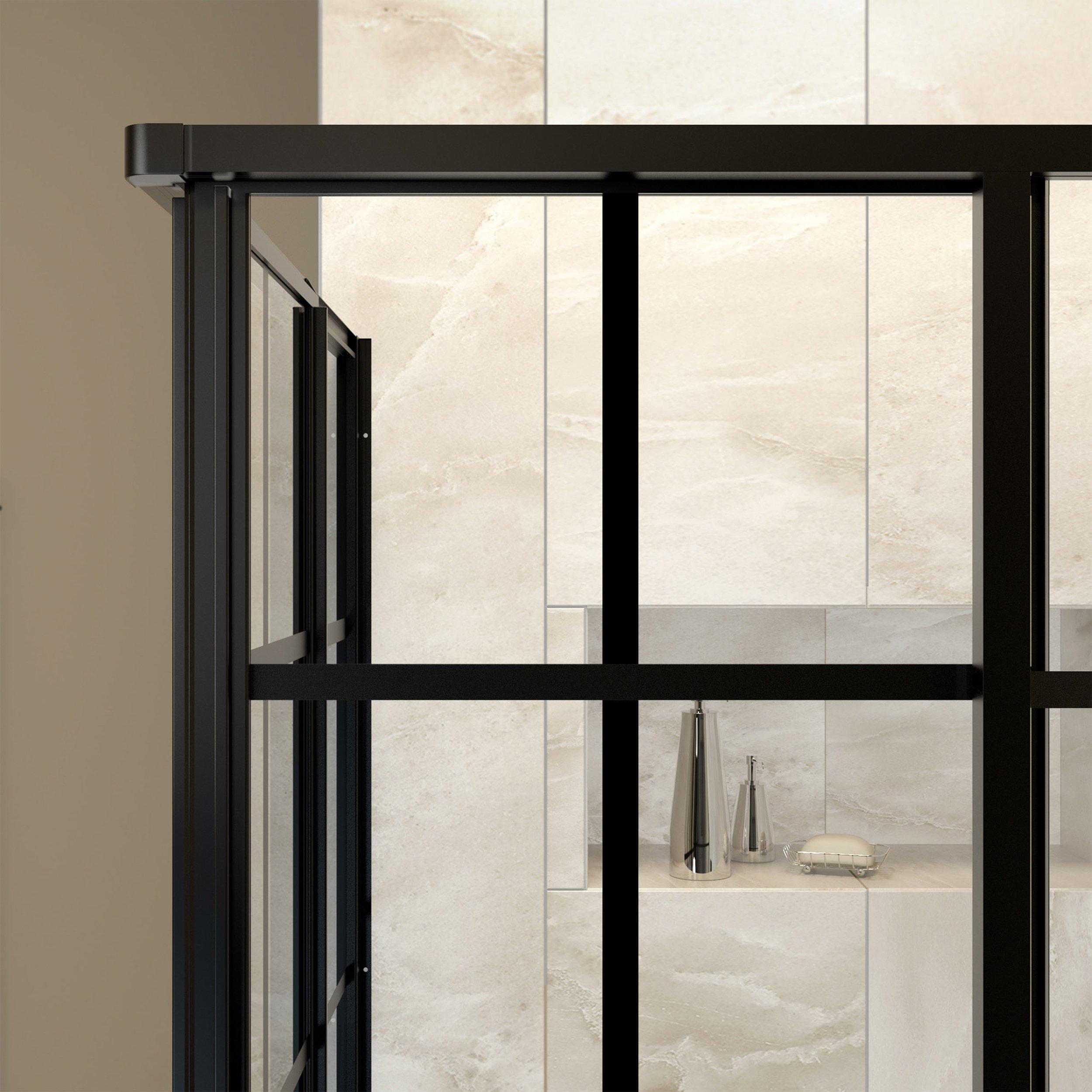 French Corner Matte Black Enclosure Shower Door