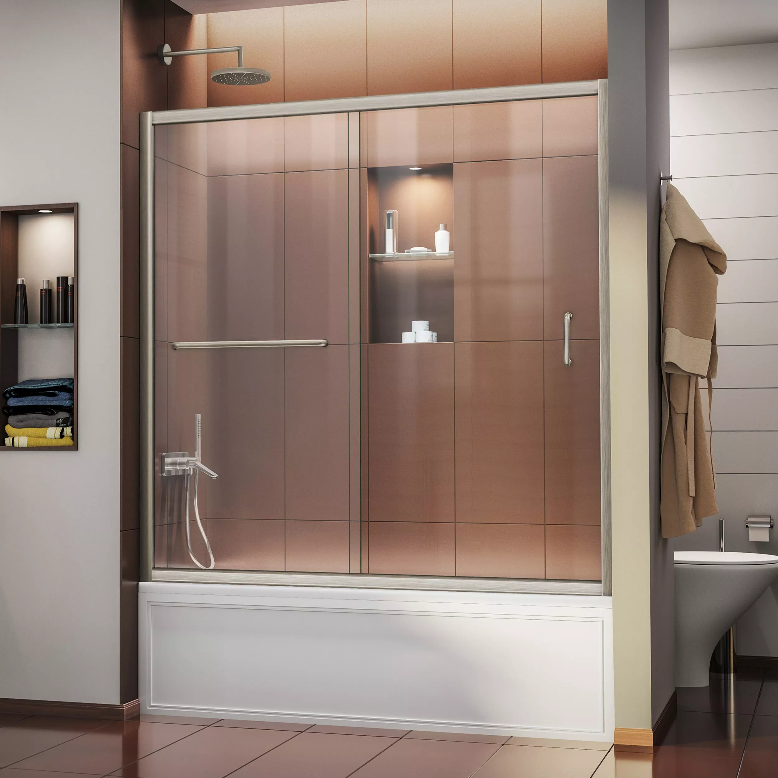 Infinity-Z Brushed Nickel Semi-Frameless Shower Door