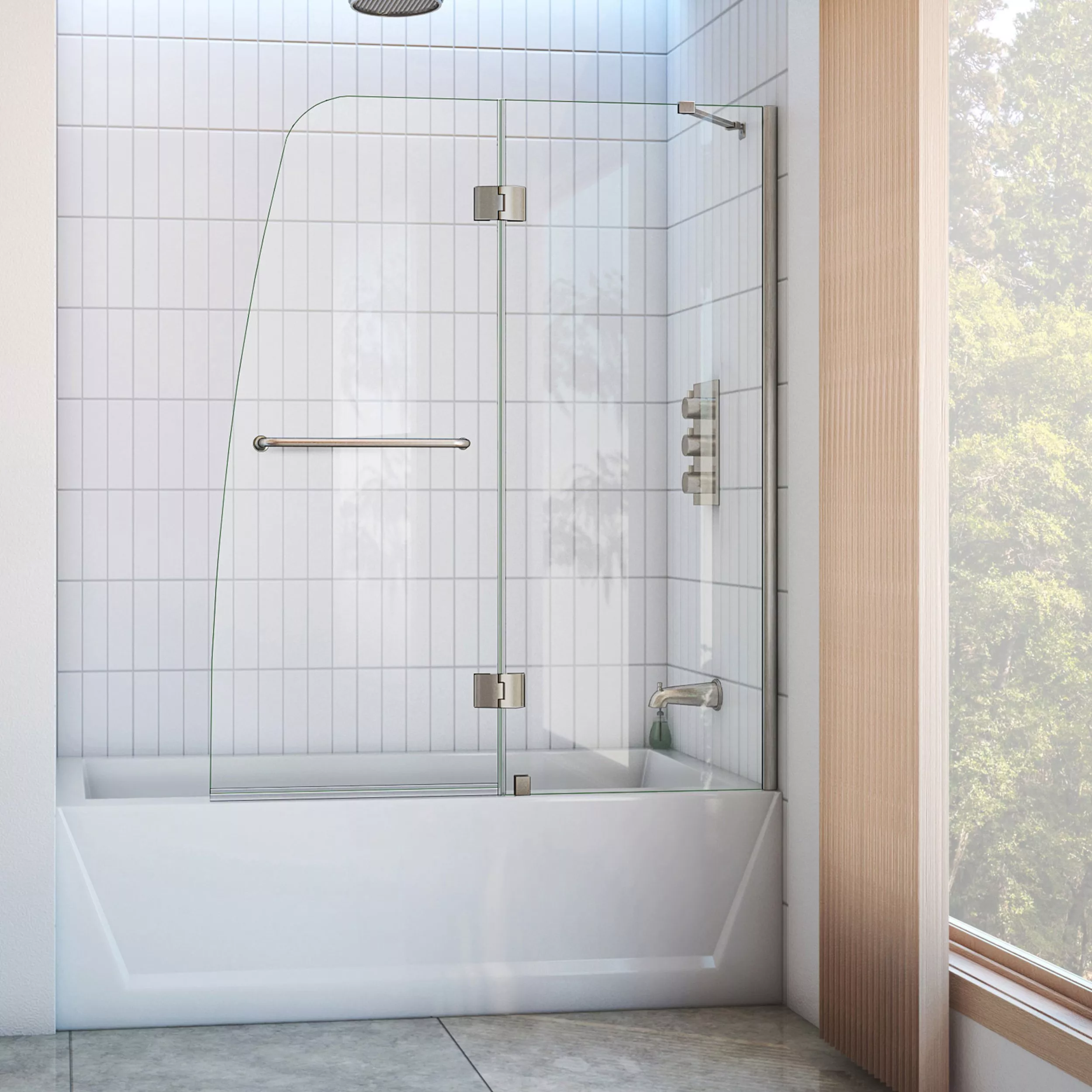 Aqua Brushed Nickel Hinged Shower Door