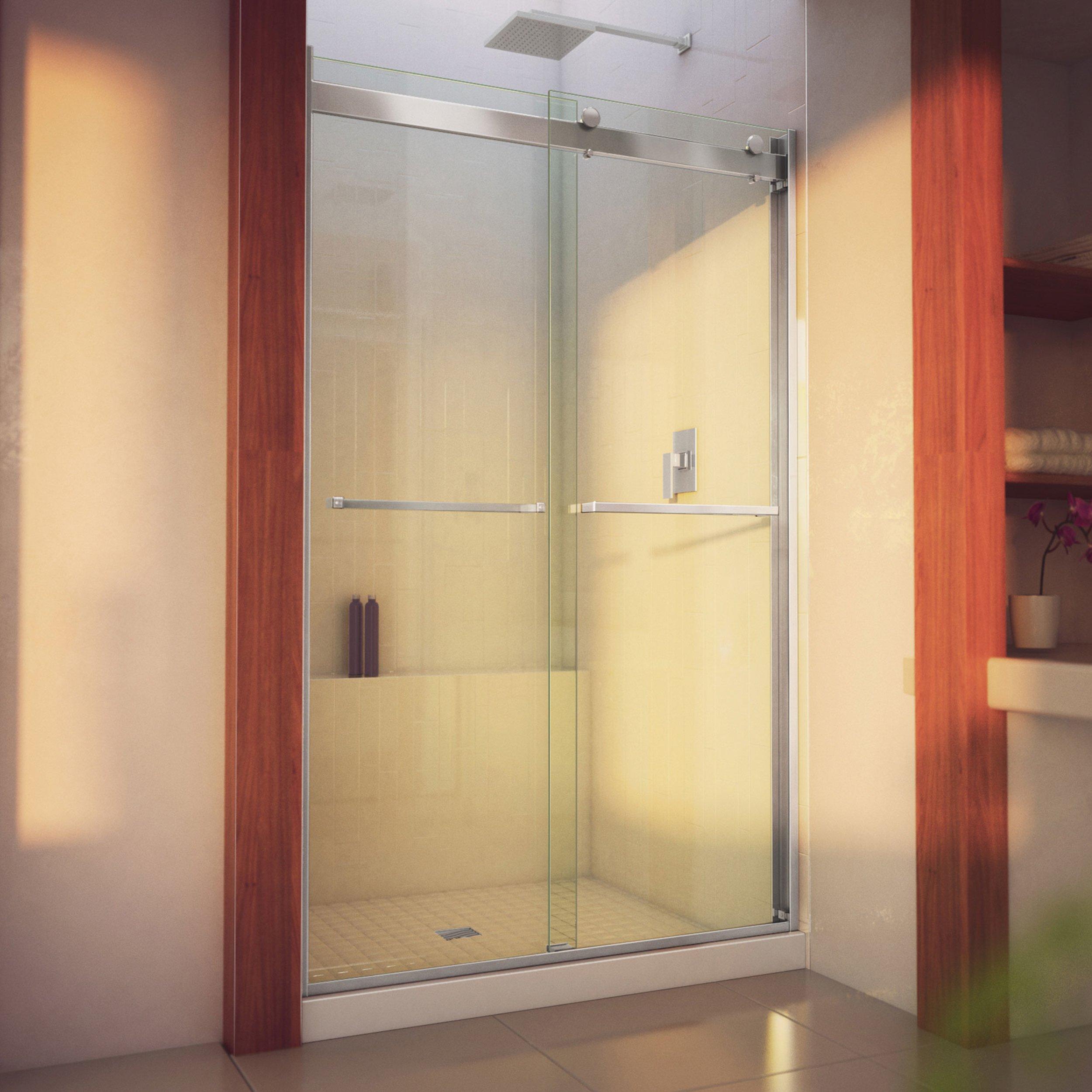 Essence-H Brushed Nickel Frameless Sliding Shower Door