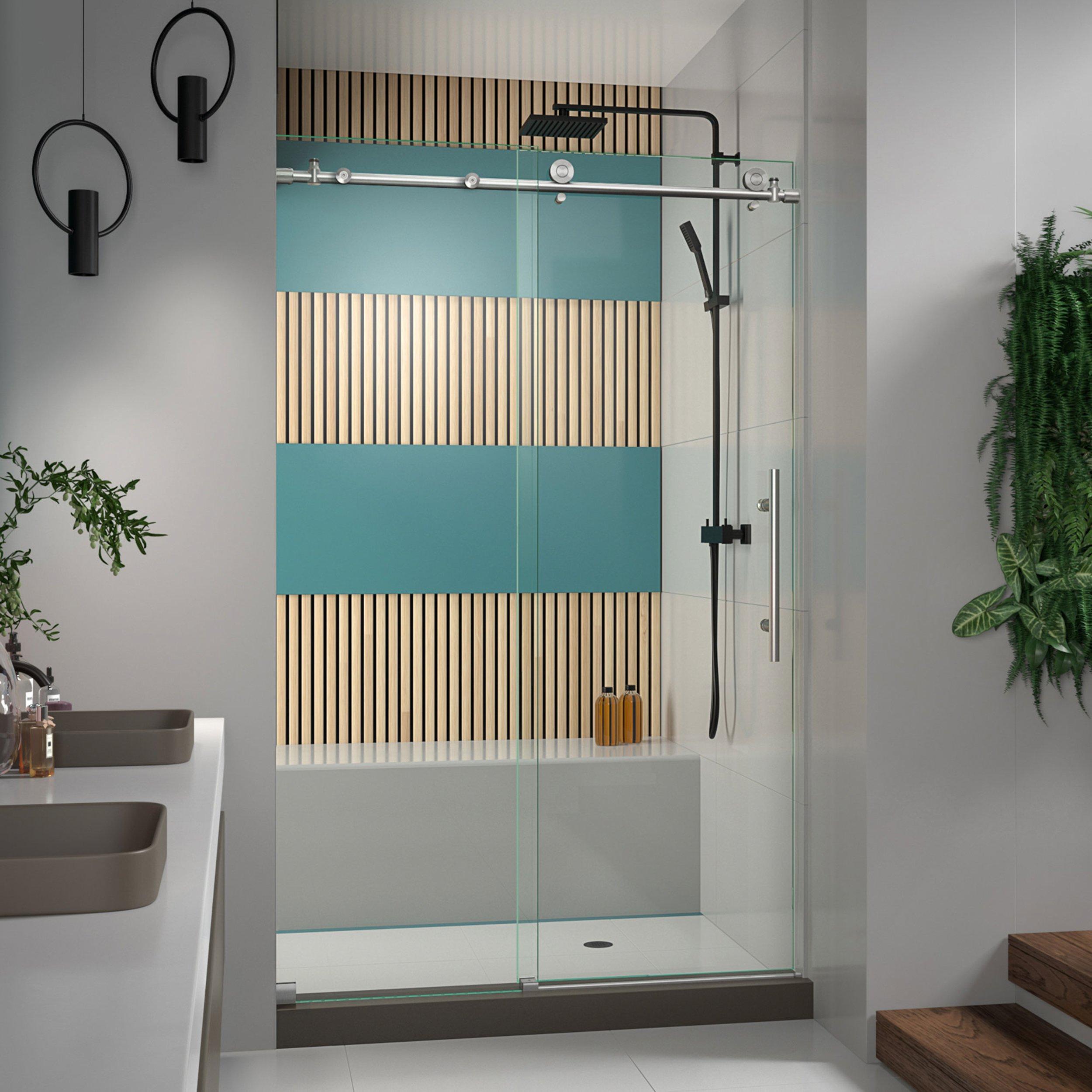 Enigma-X Brushed Nickel Frameless Sliding Shower Door