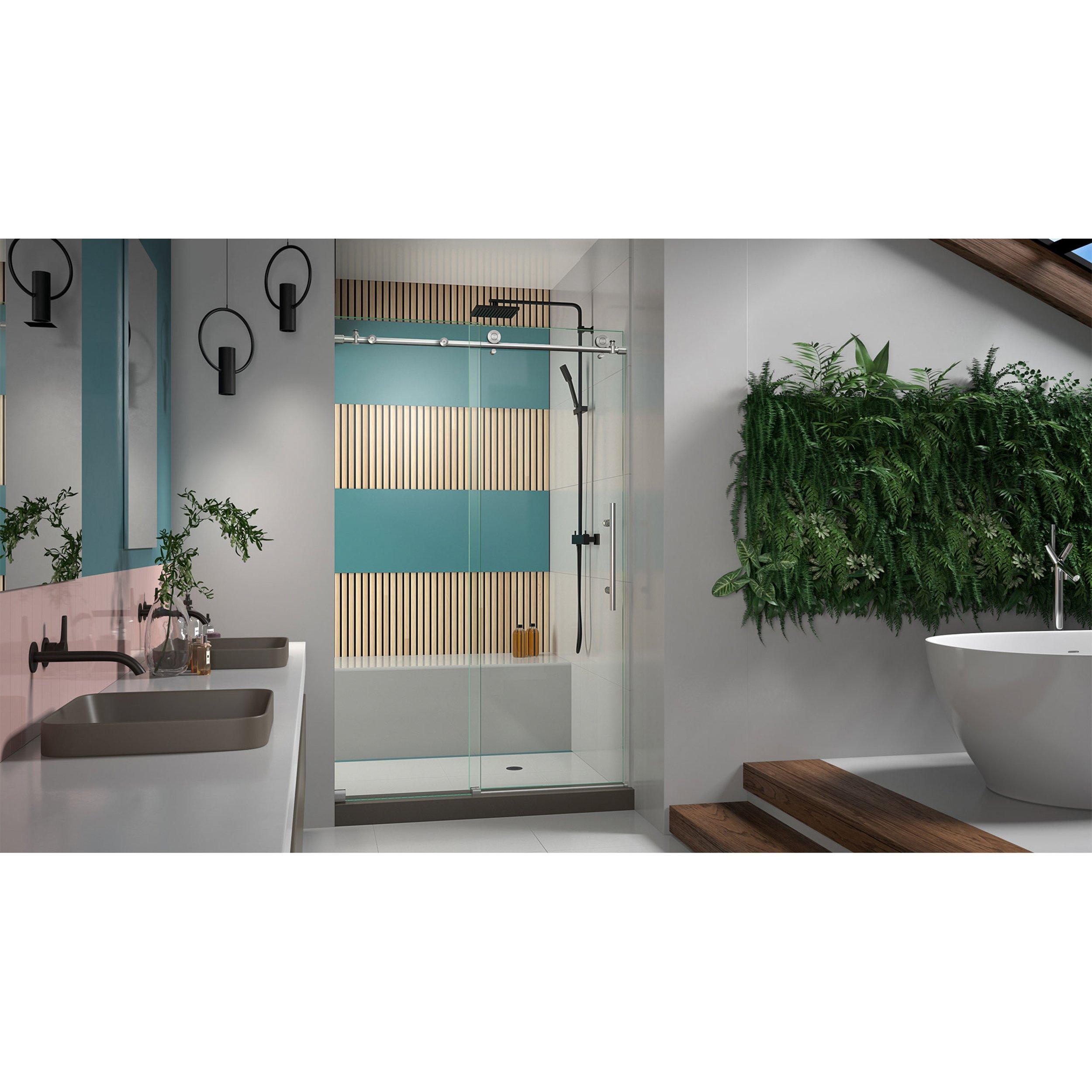 Enigma-X Brushed Nickel Frameless Sliding Shower Door