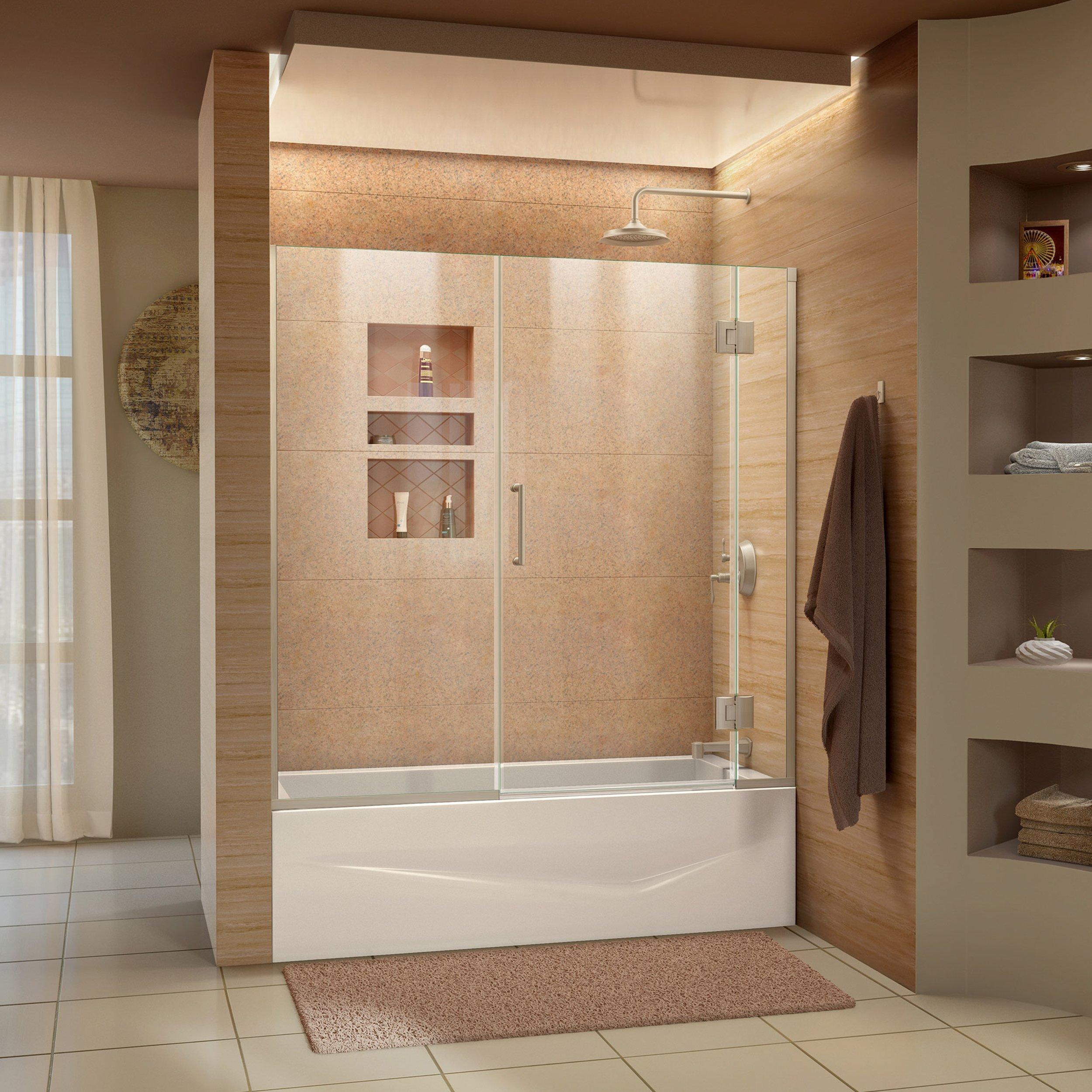 Unidoor-X Brushed Nickel Hinged Shower Door