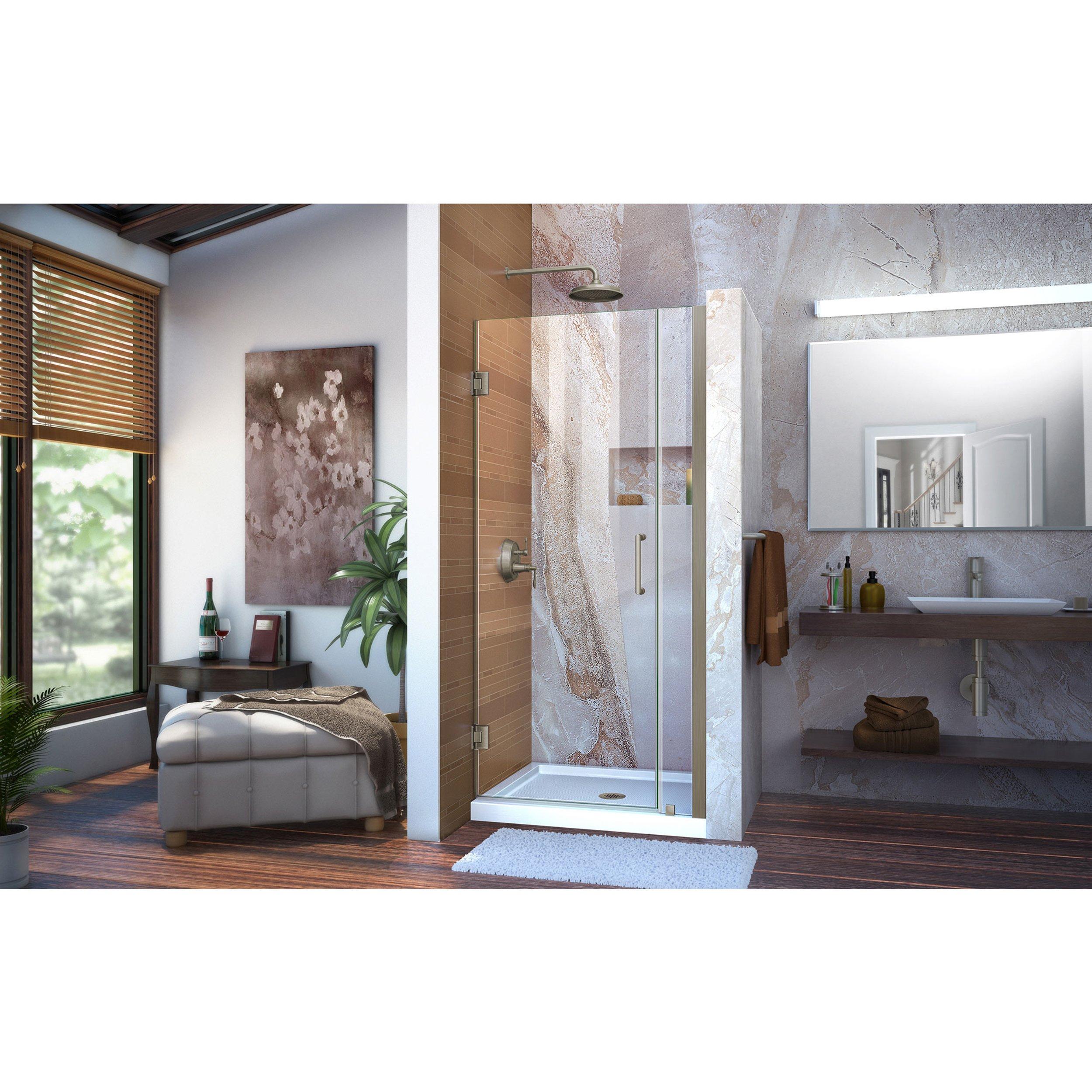 Unidoor Brushed Nickel Hinged Shower Door