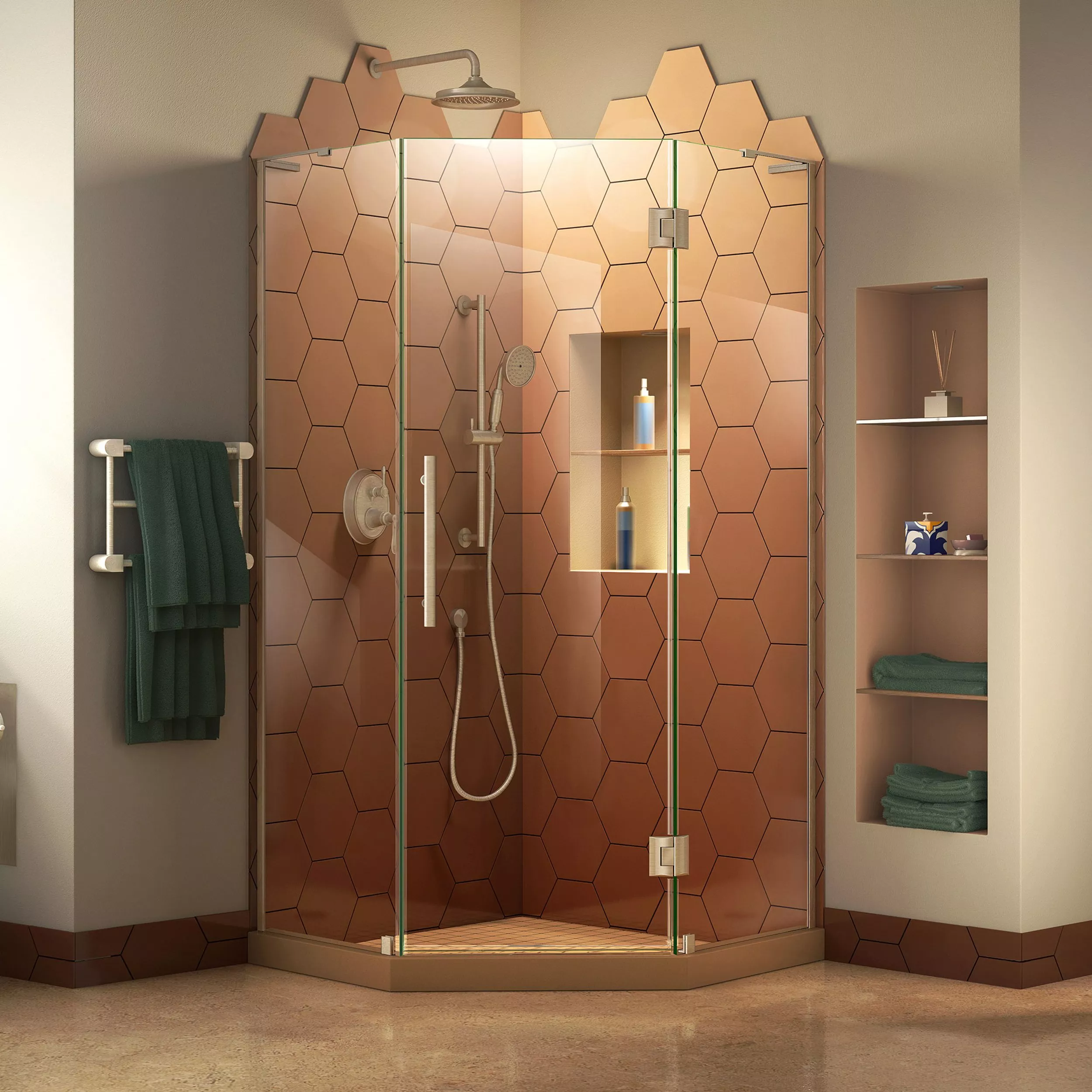 Prism Brushed Nickel Hinge Shower Door