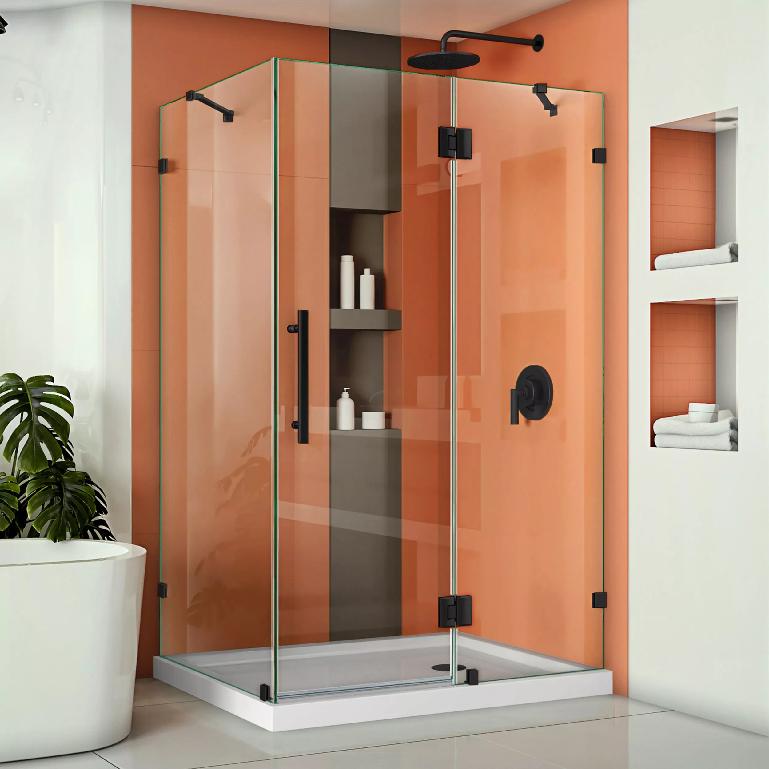 Quatra Lux Matte Black Enclosure Shower Door
