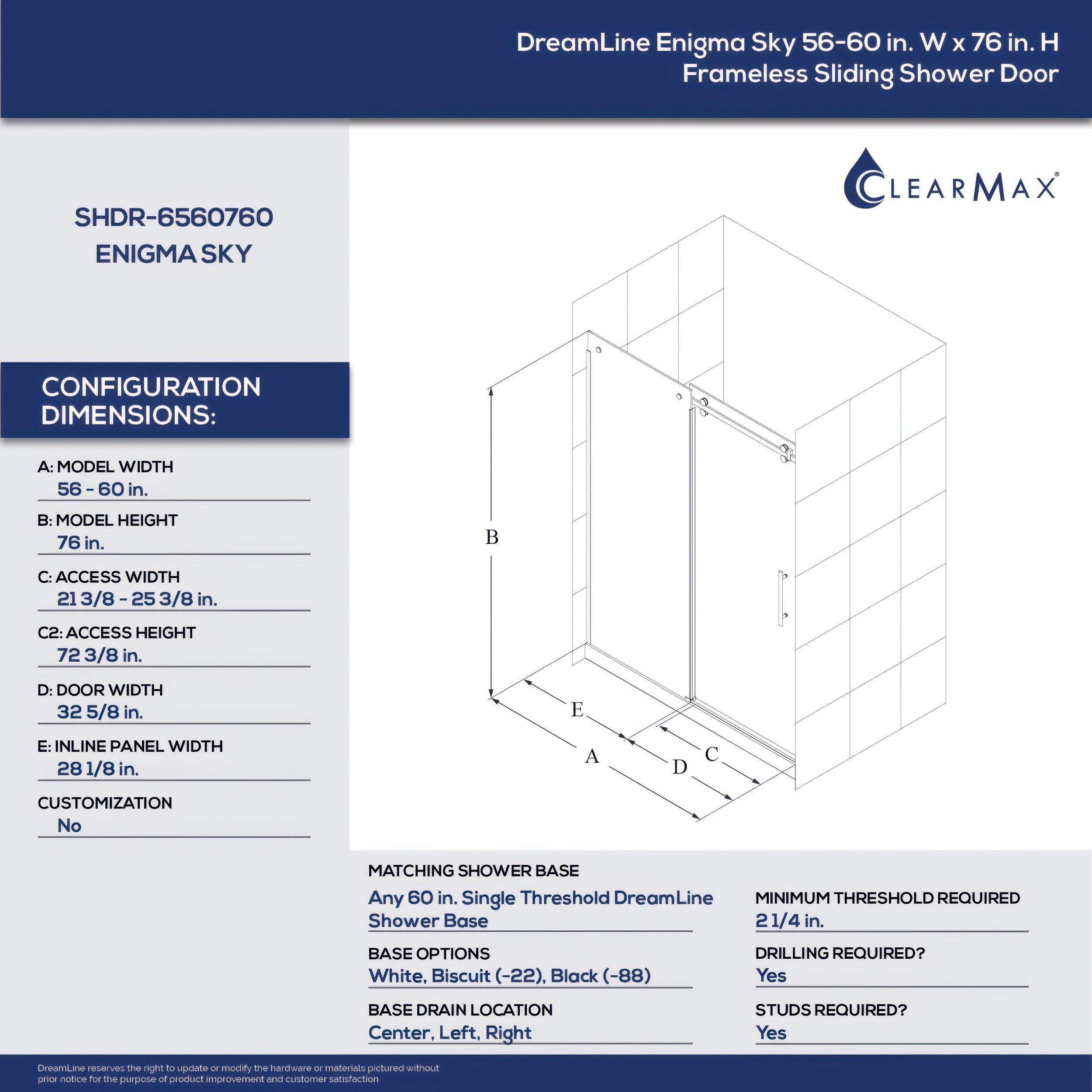 Enigma Sky Stainless Steel Frameless Sliding Shower Door