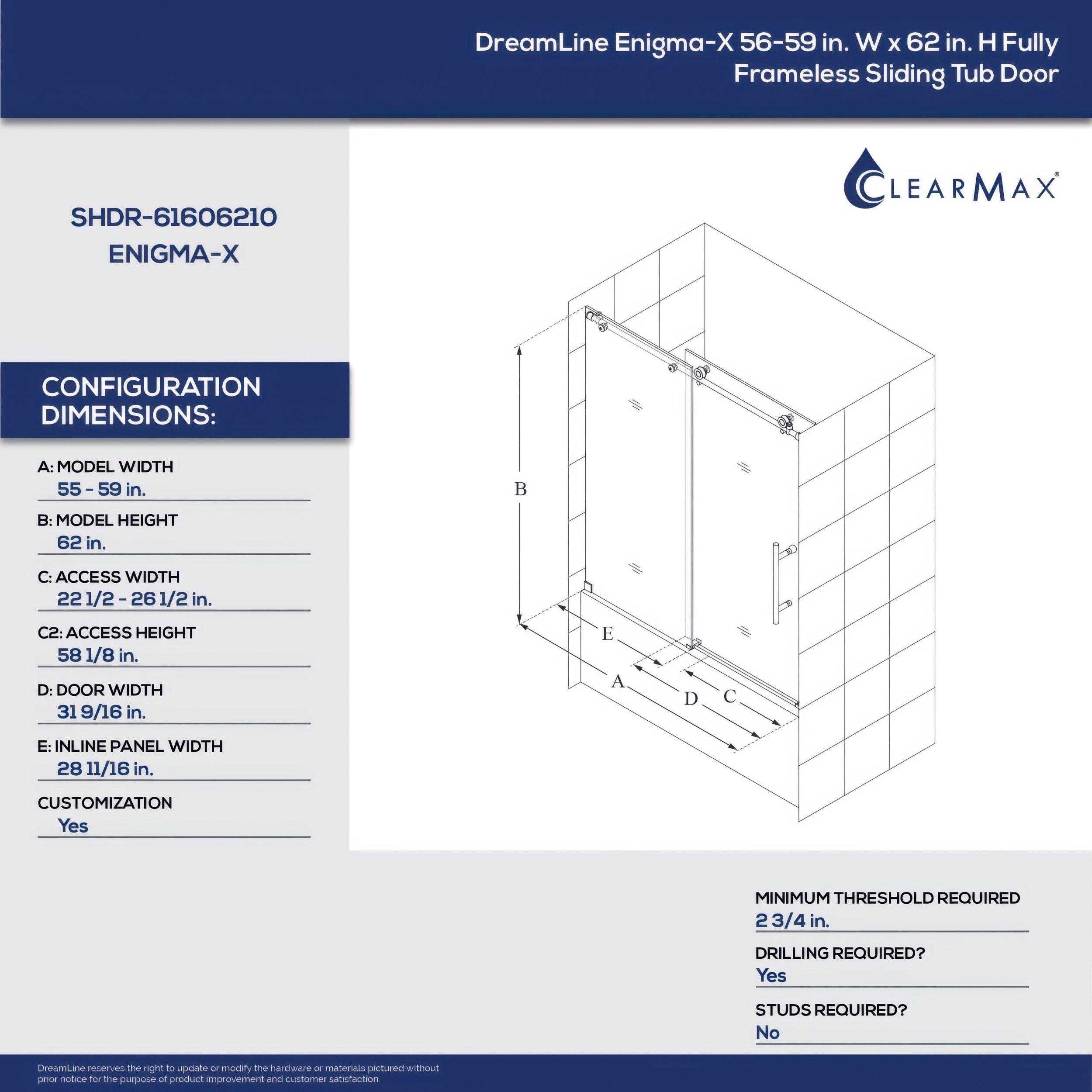 Enigma-X Stainless Steel Enclosure Shower Door