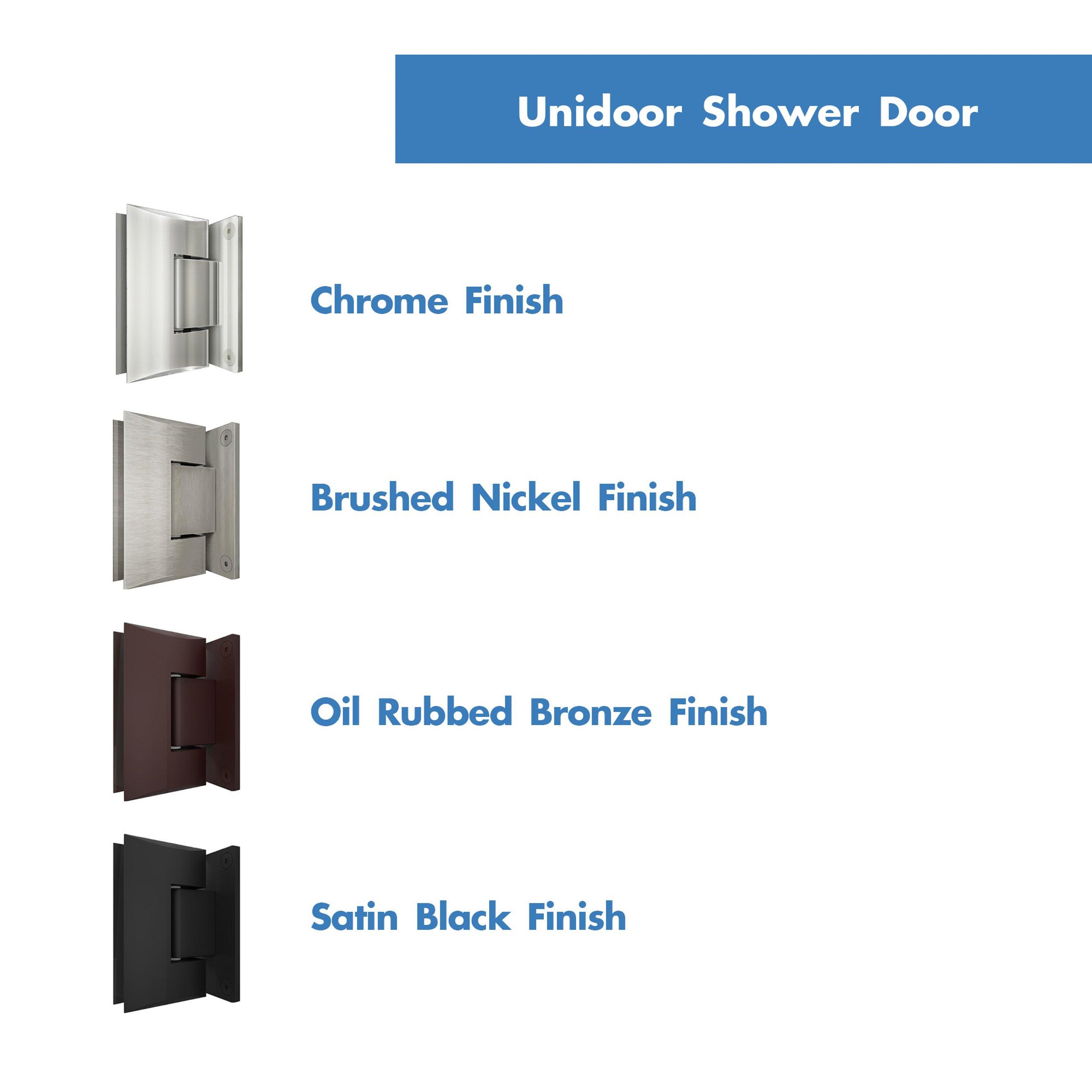 Unidoor Brushed Nickel Hinged Shower Door