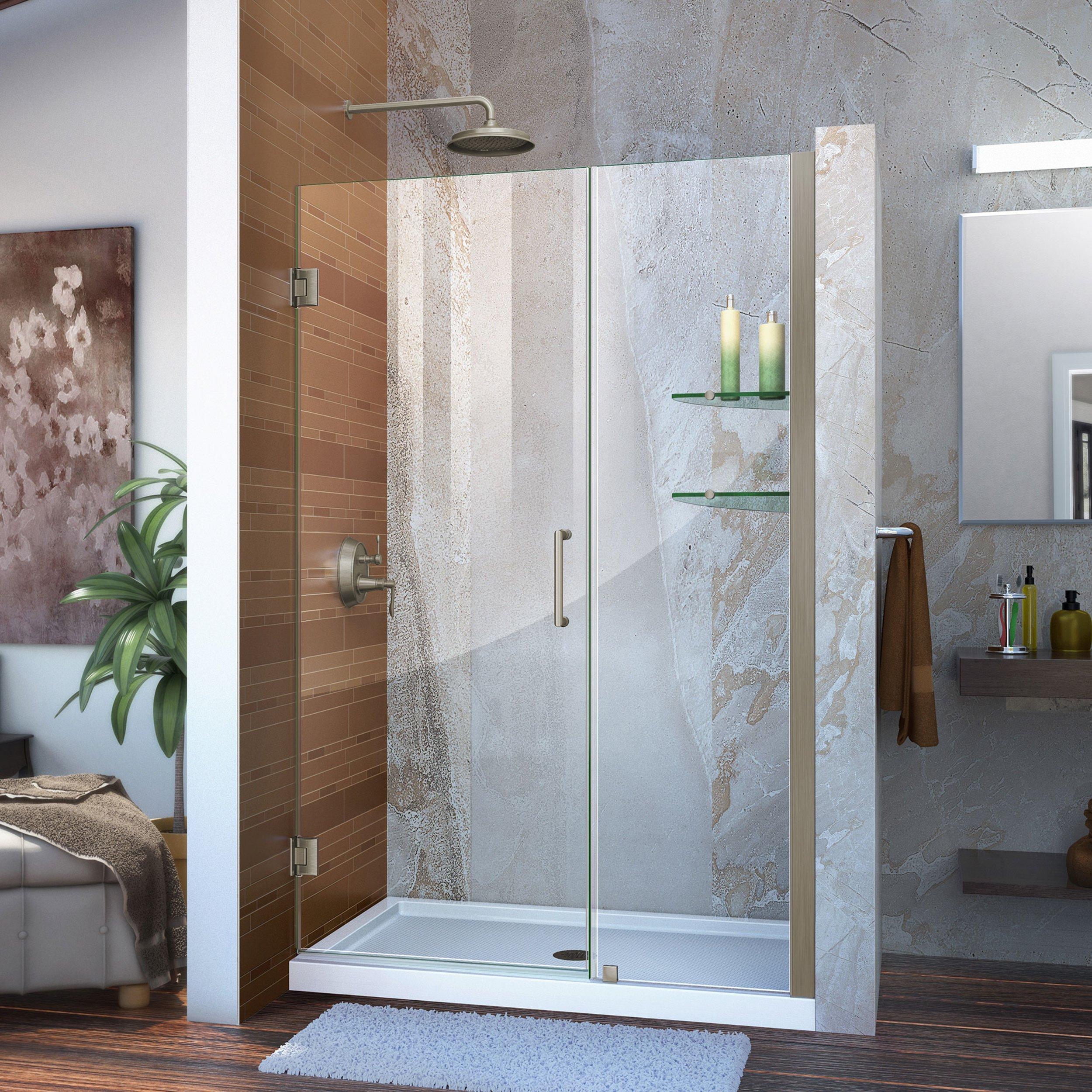 Unidoor Brushed Nickel Hinged Shower Door