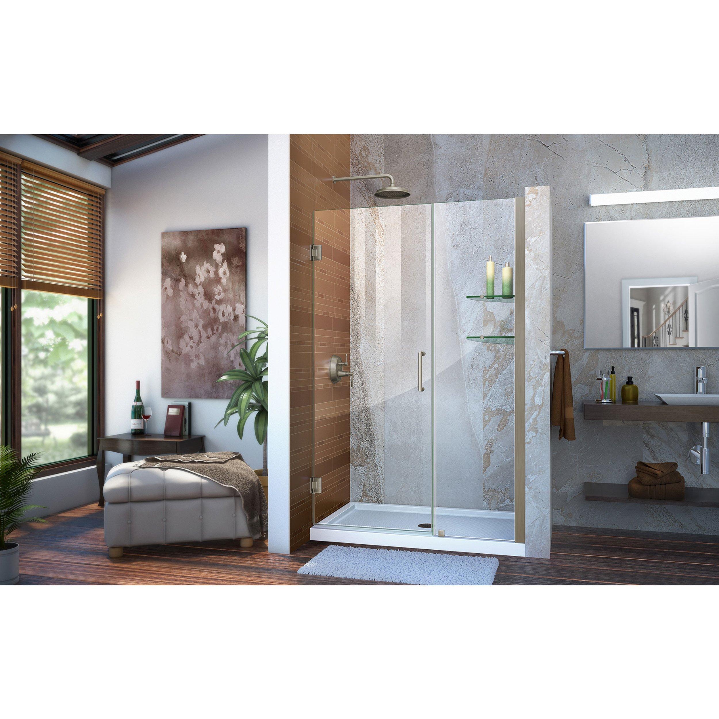 Unidoor Brushed Nickel Hinged Shower Door