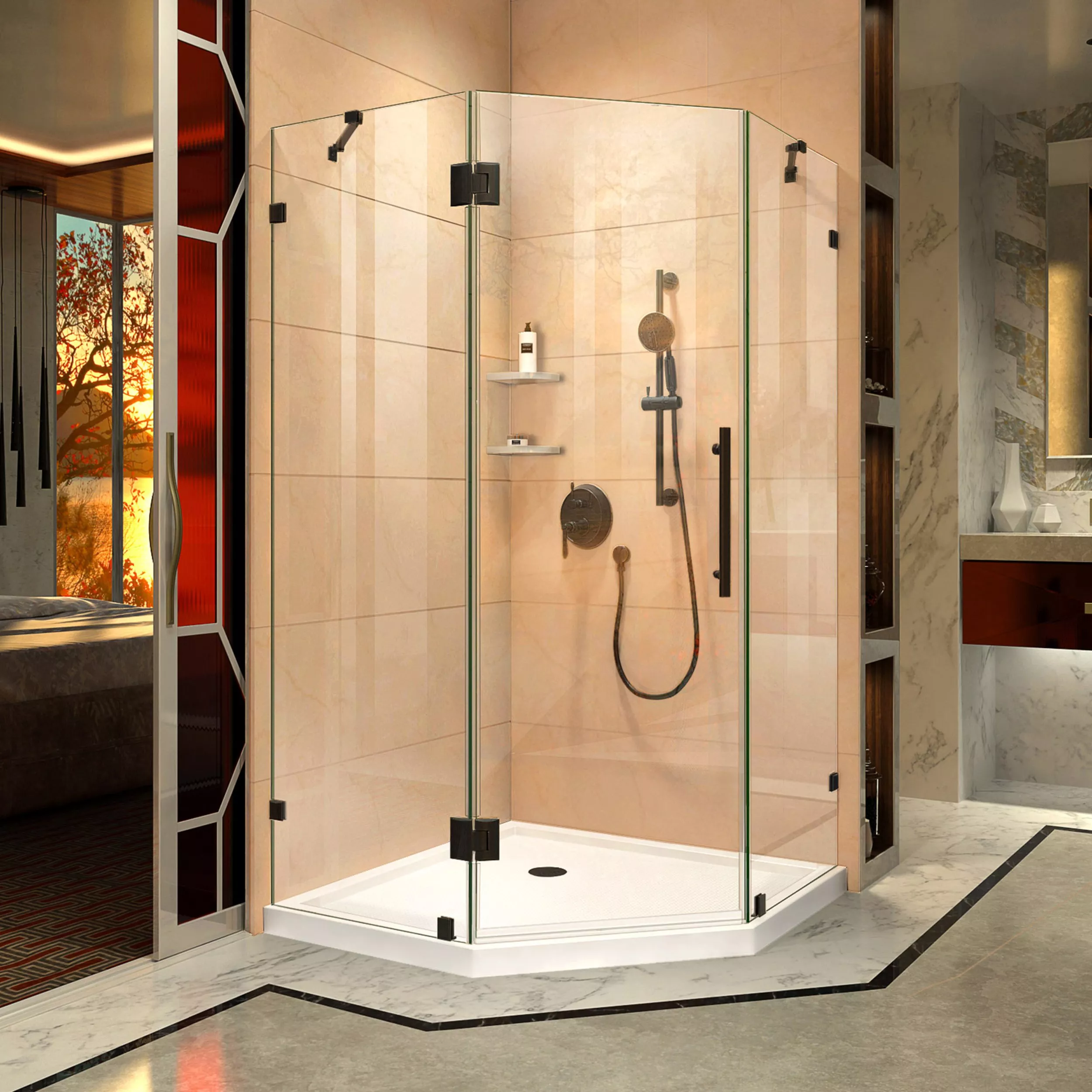 Prism Lux Matte Black Enclosure Shower Door