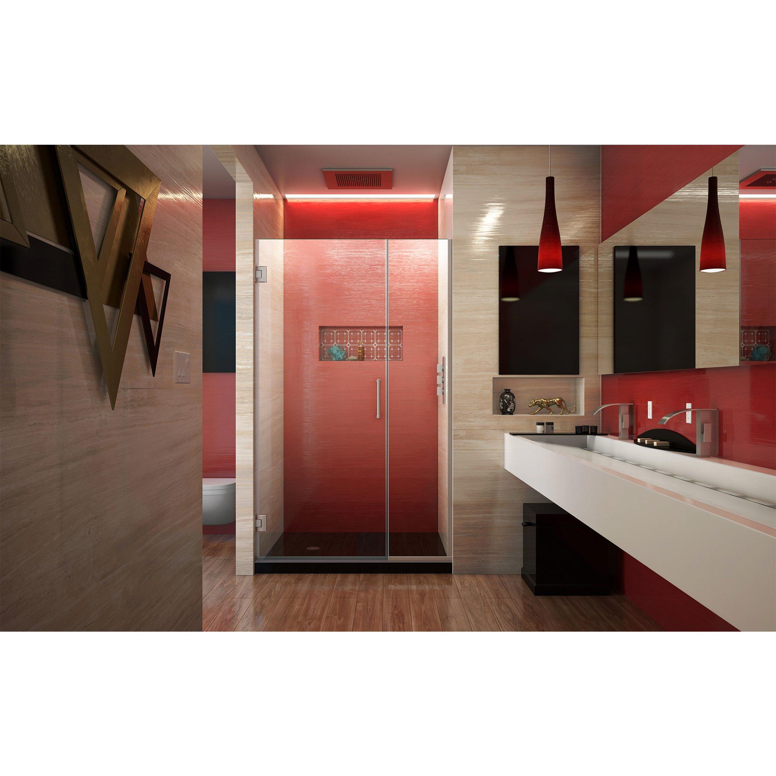 Unidoor Plus Brushed Nickel Hinged Shower Door