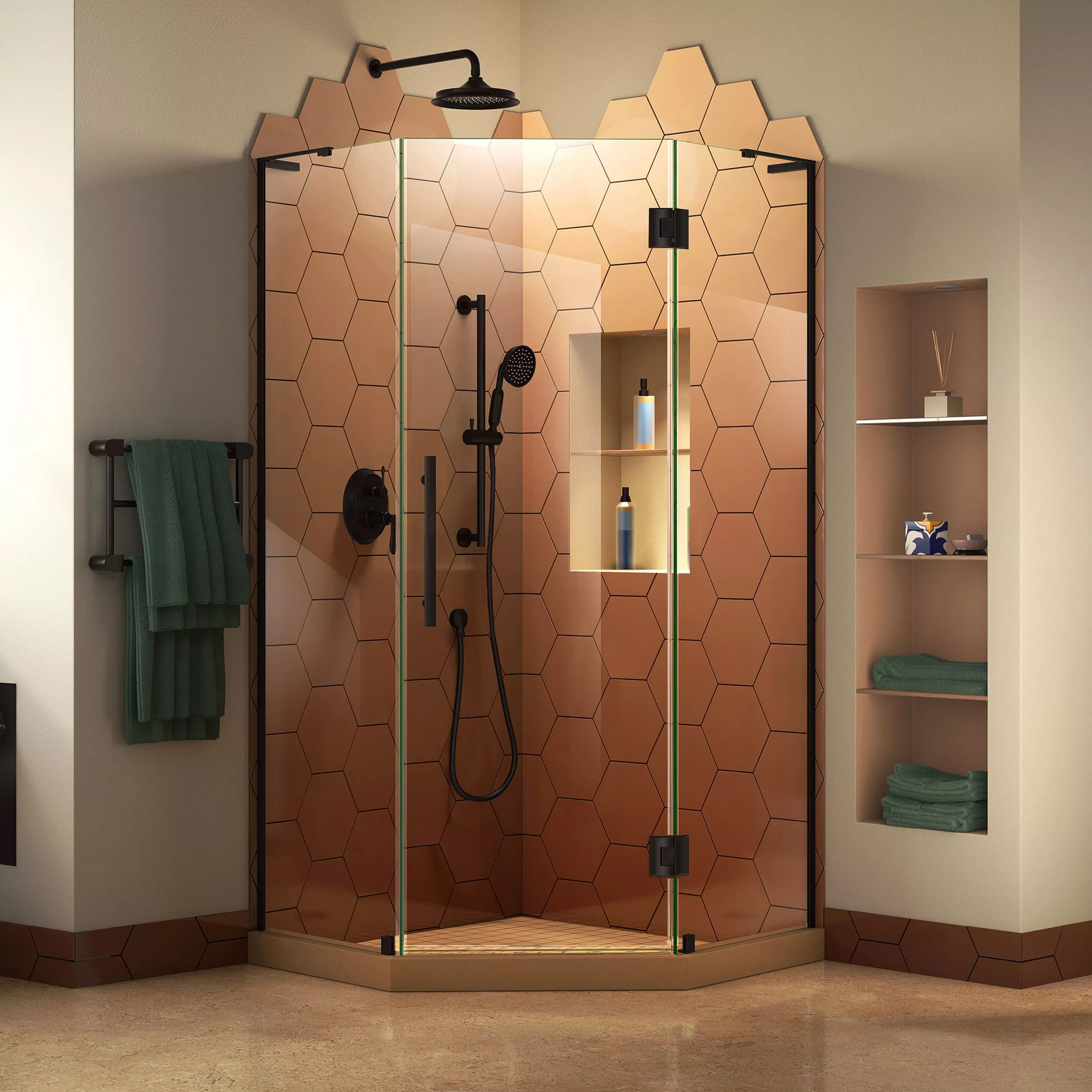 Prism Plus Matte Black Enclosure Shower Door