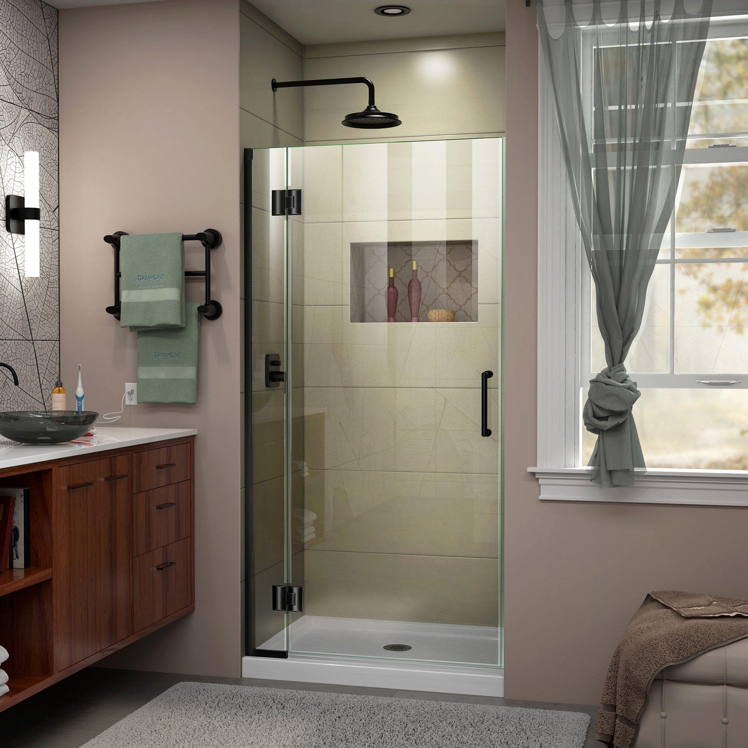 Unidoor-X Matte Black Hinged Shower Door