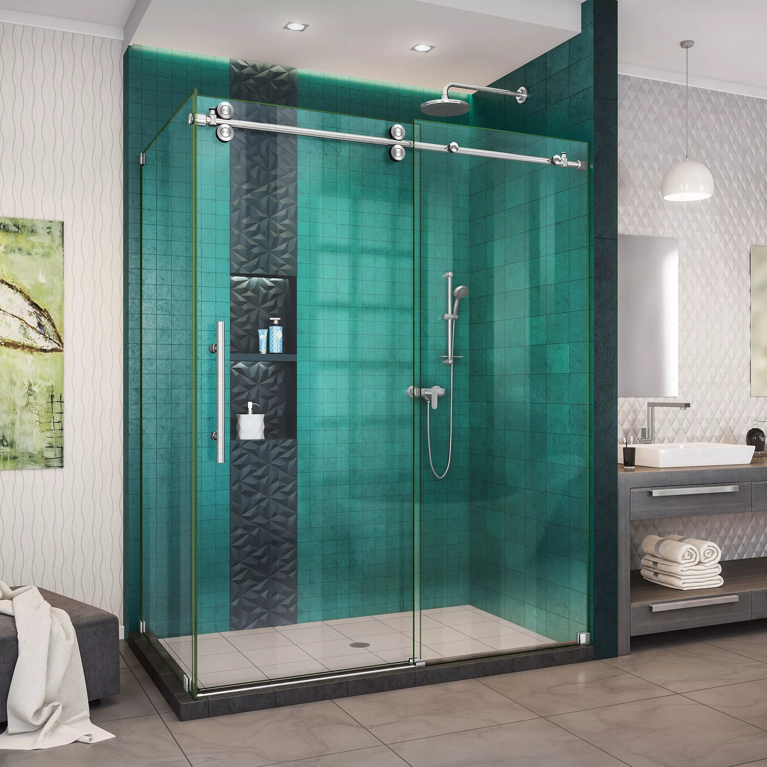 Enigma-XO Stainless Steel Enclosure Shower Door