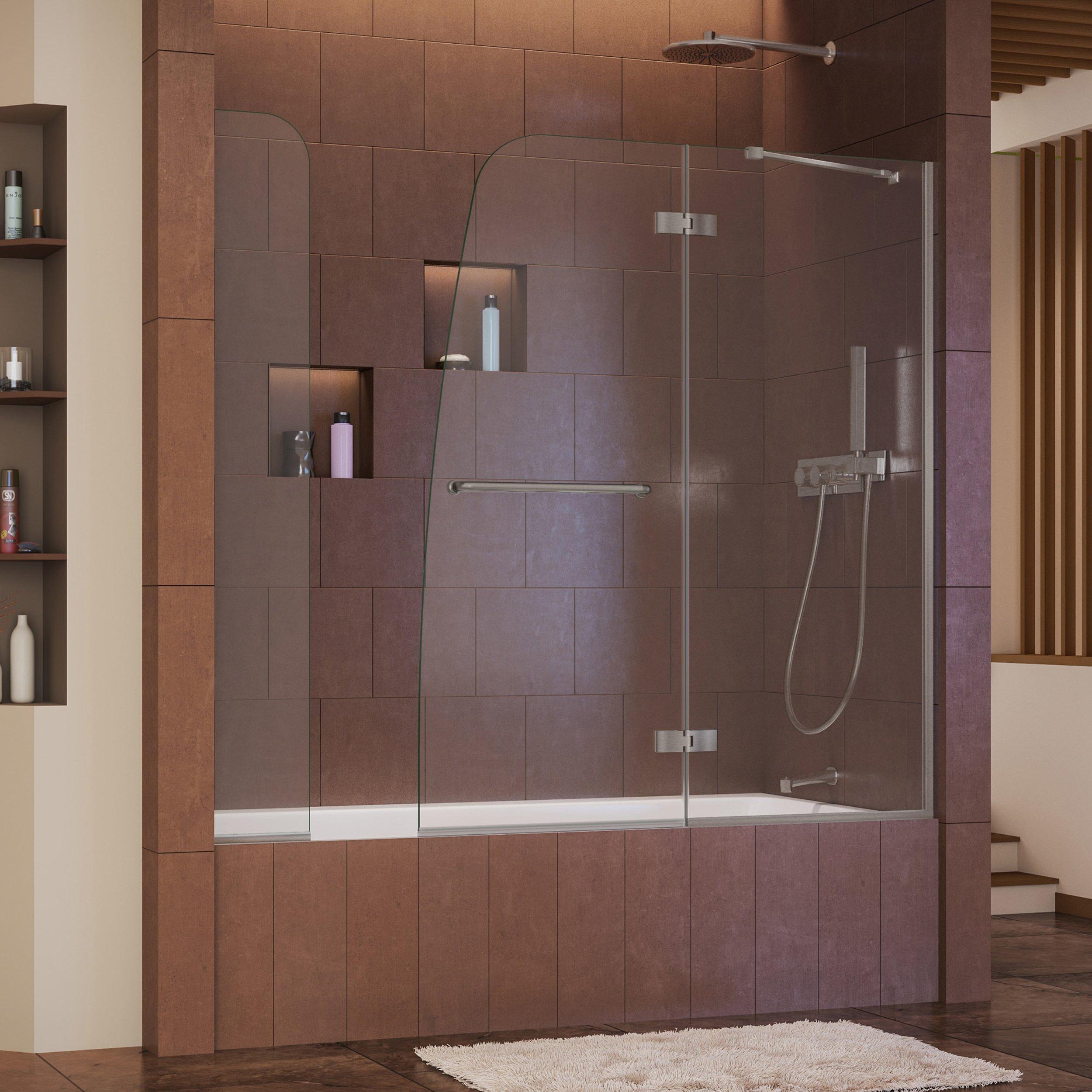 Aqua Ultra Brushed Nickel Hinged Shower Door