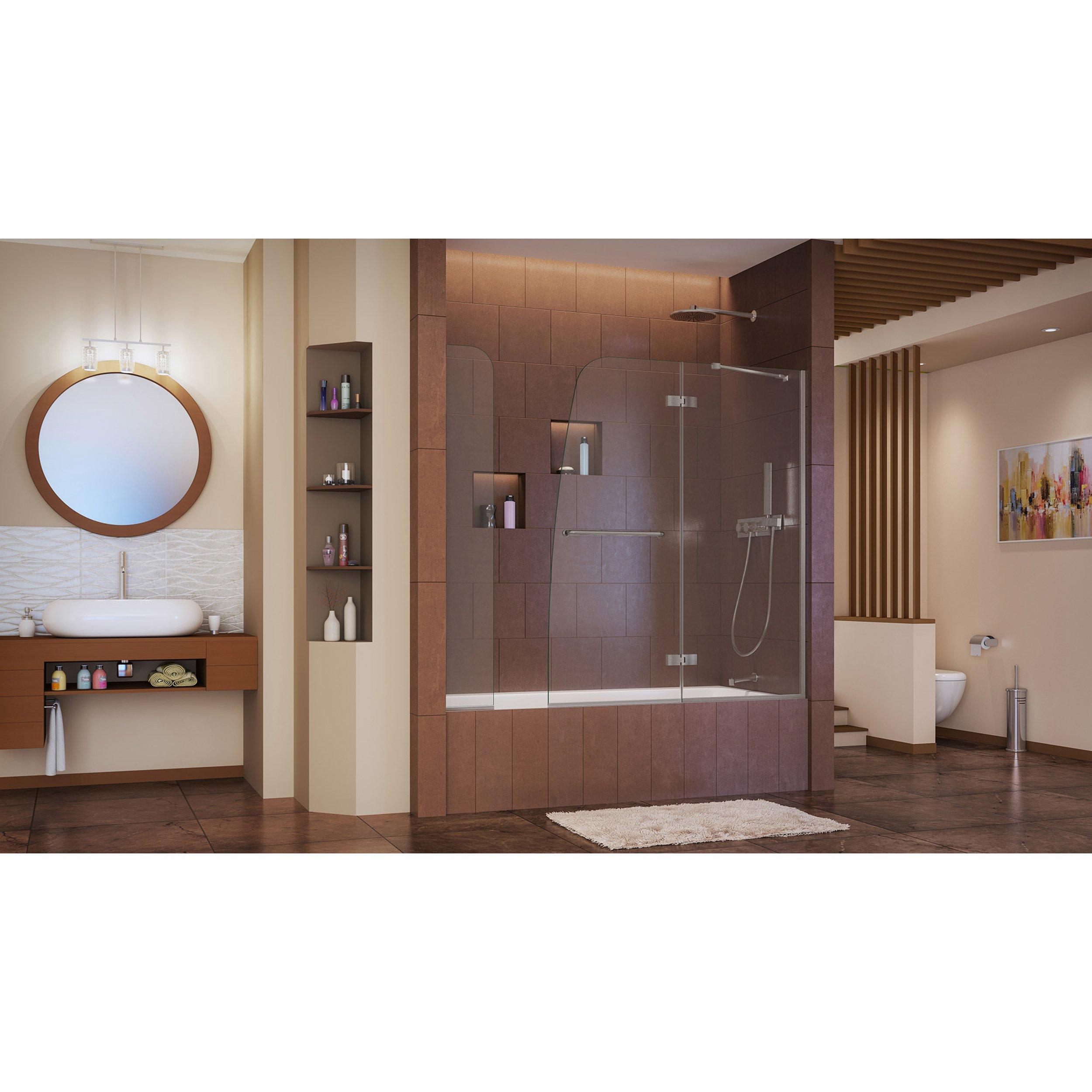 Aqua Ultra Brushed Nickel Hinged Shower Door