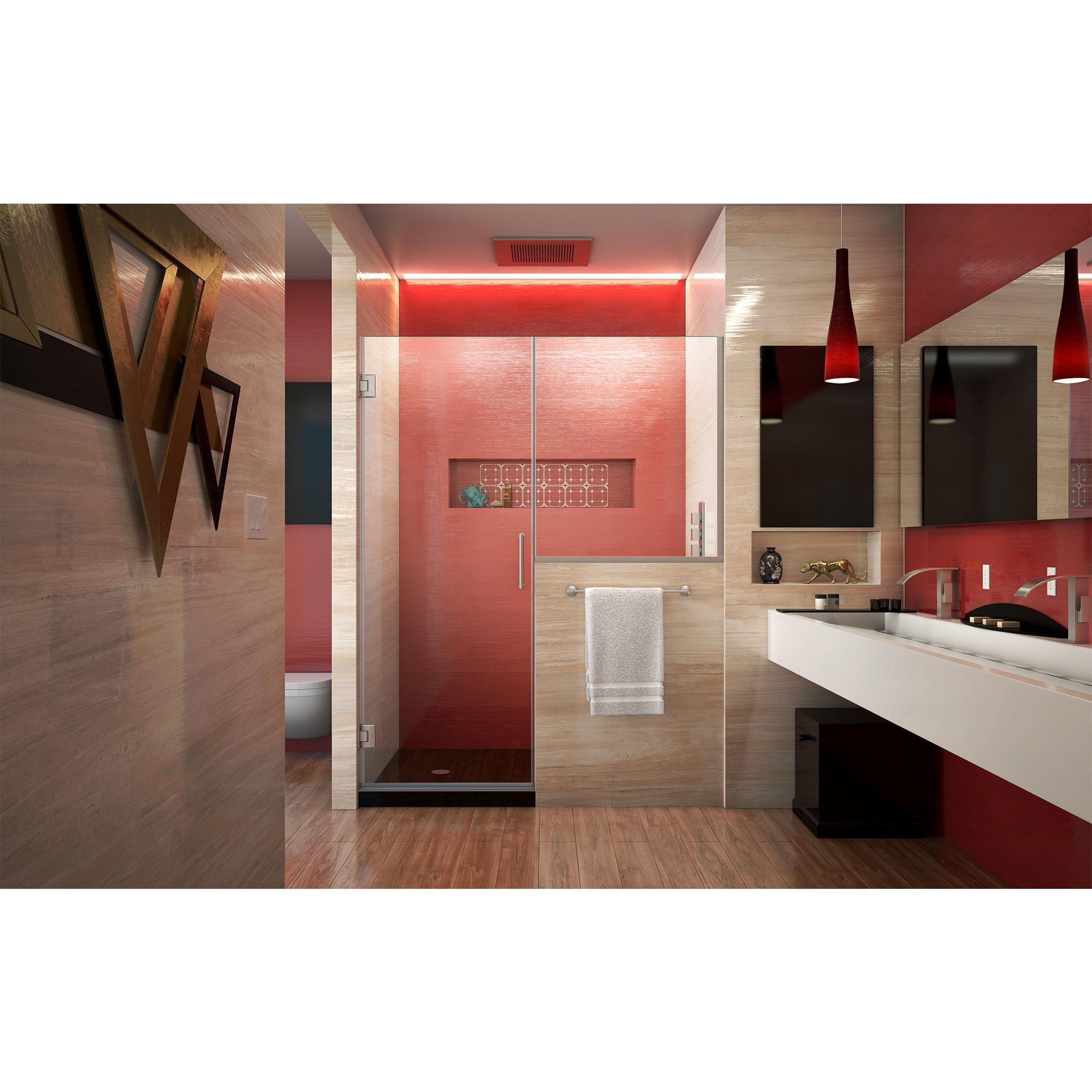 Unidoor Plus Brushed Nickel Hinged Shower Door