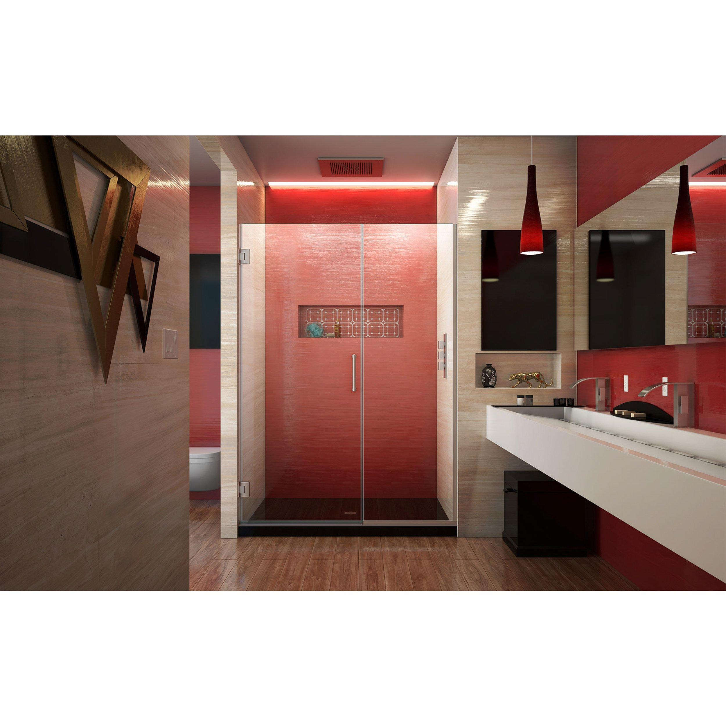 Unidoor Plus Brushed Nickel Hinged Shower Door