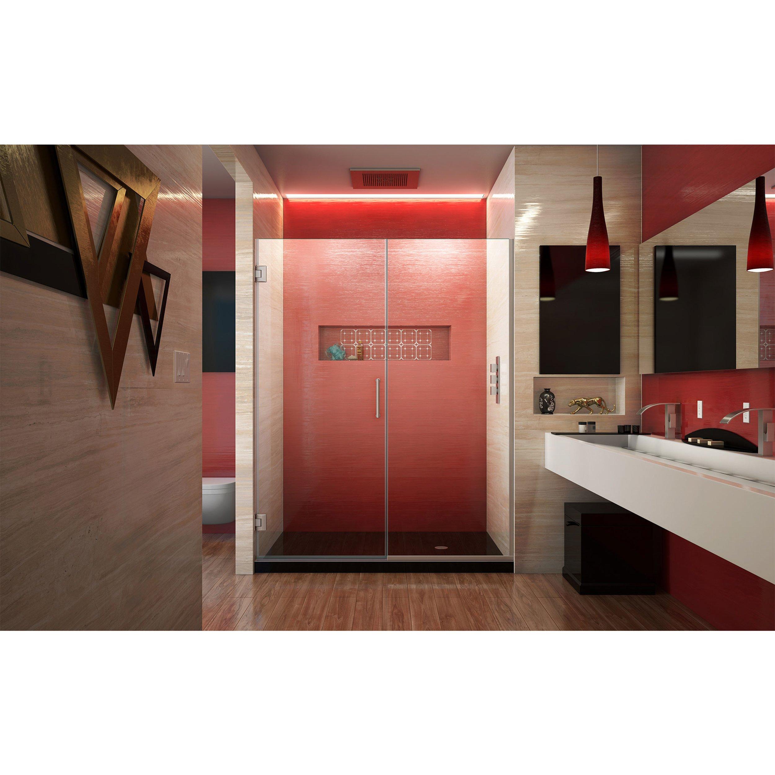 Unidoor Plus Brushed Nickel Hinged Shower Door