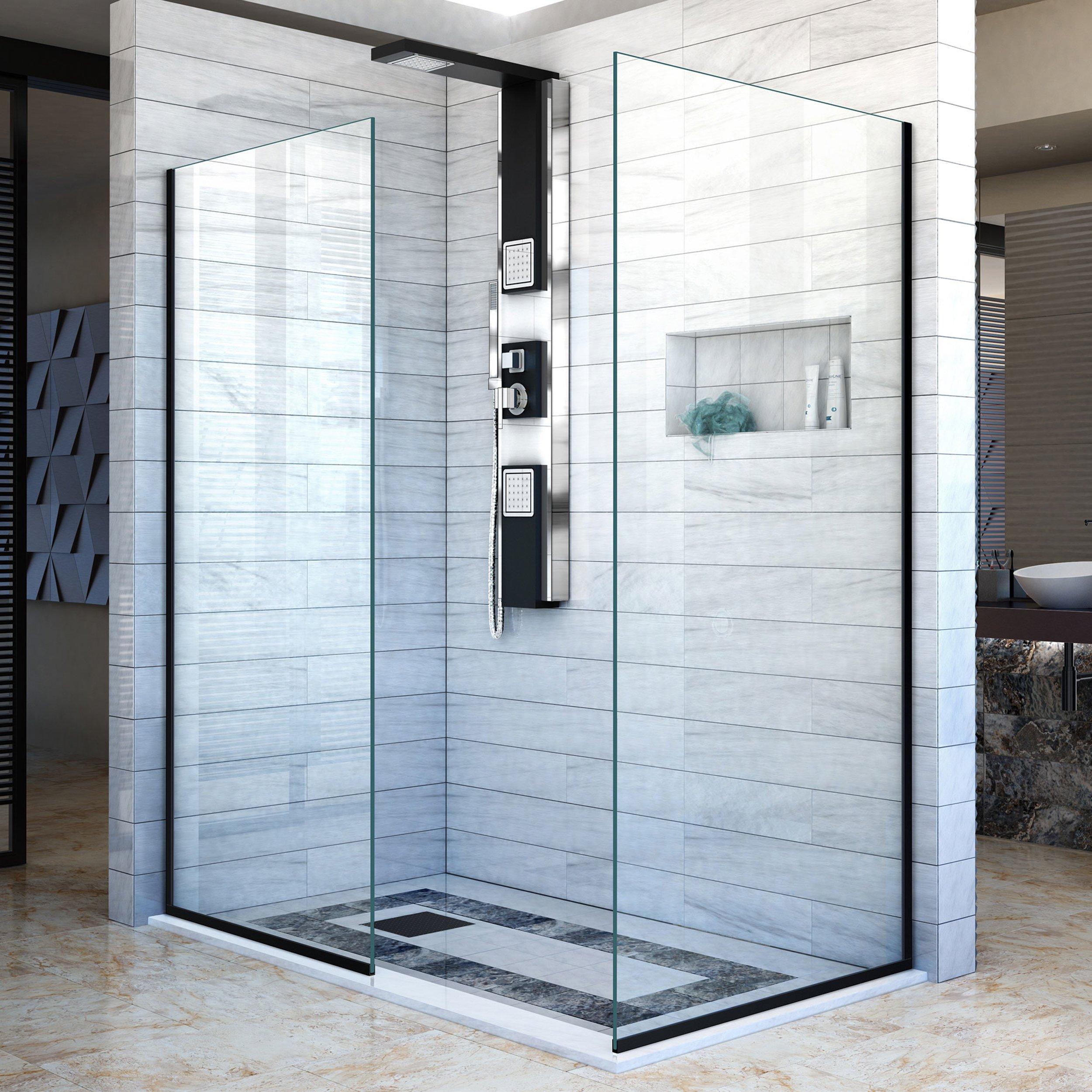 Linea Satin Black Panel Shower Door