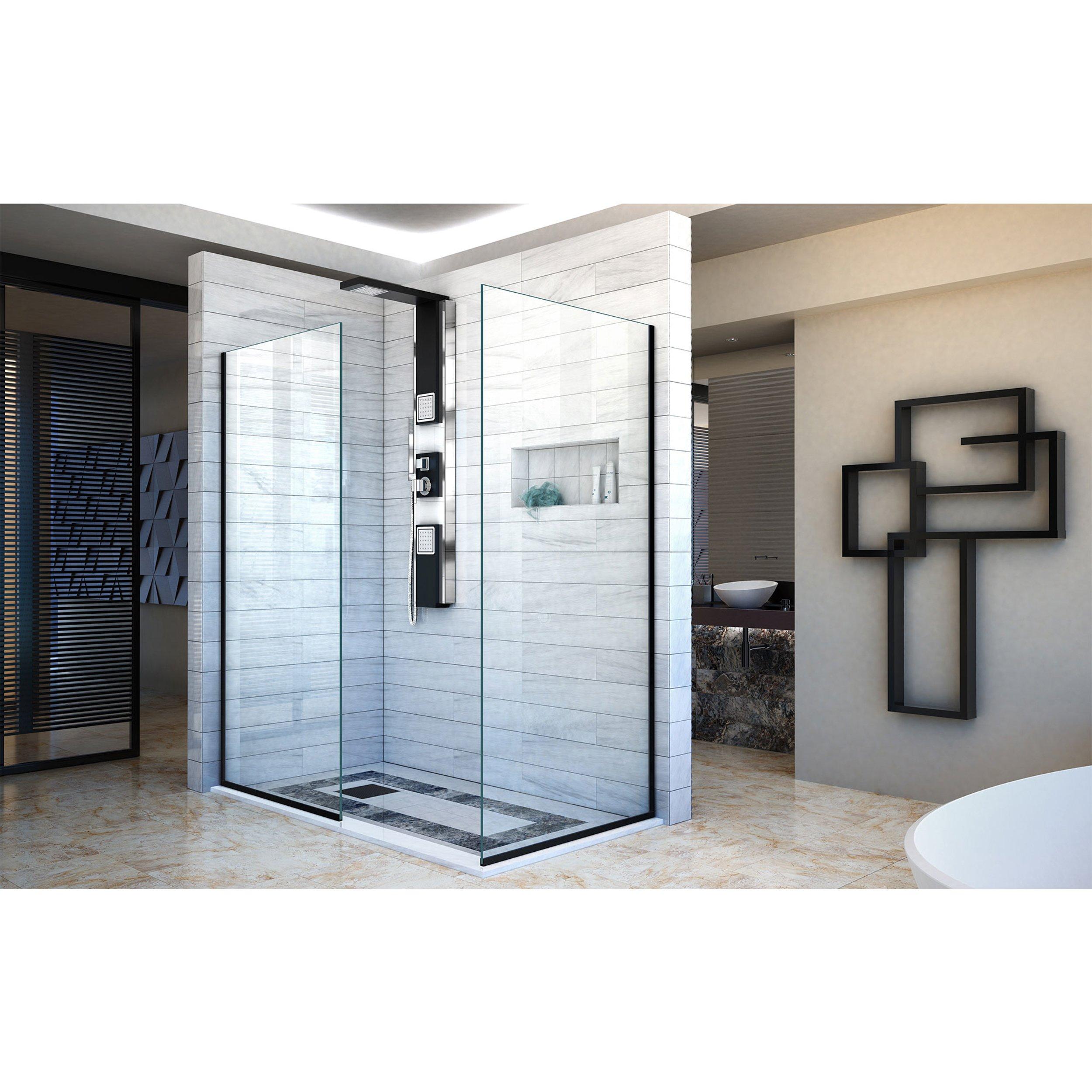 Linea Satin Black Panel Shower Door