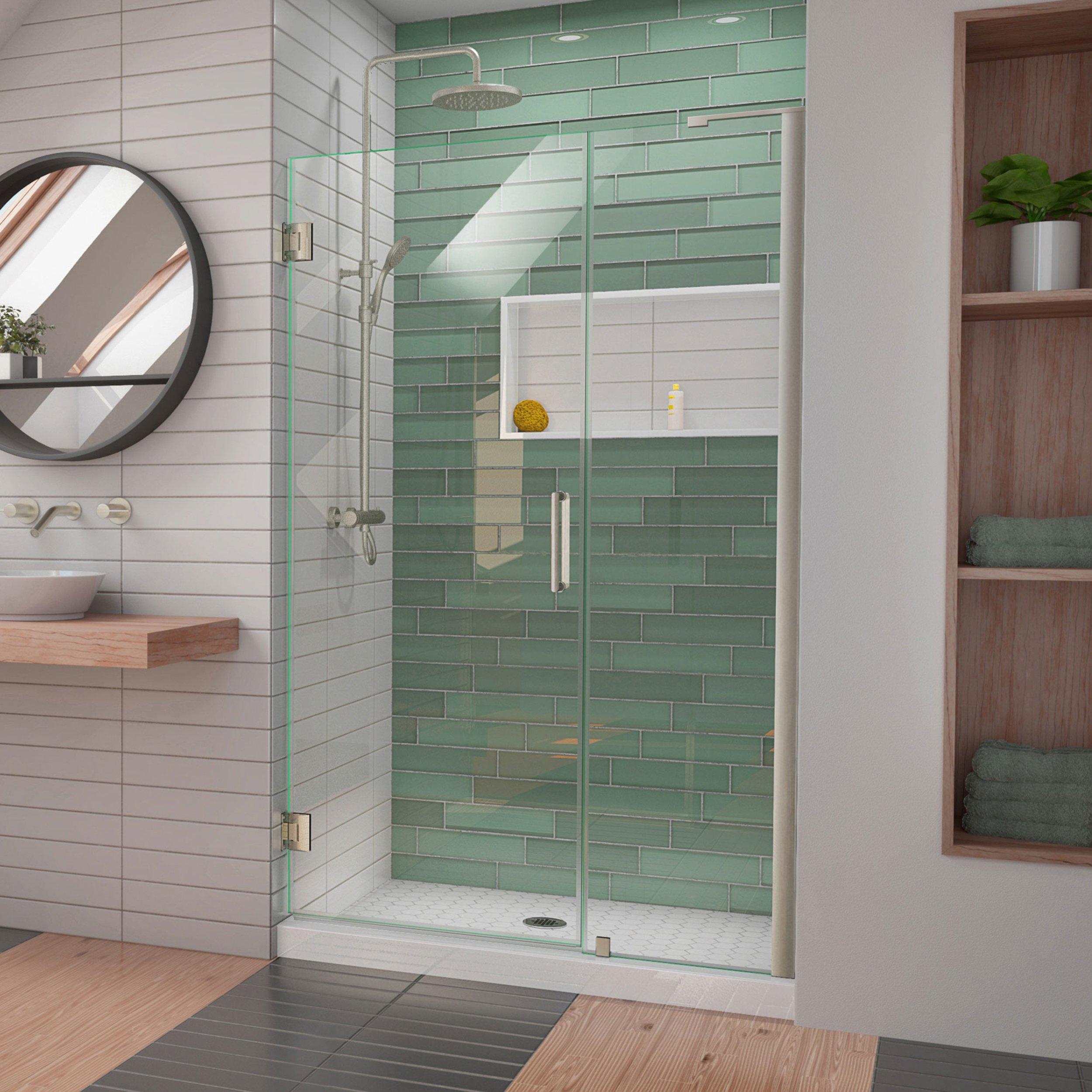 Unidoor-LS Brushed Nickel Hinged Shower Door