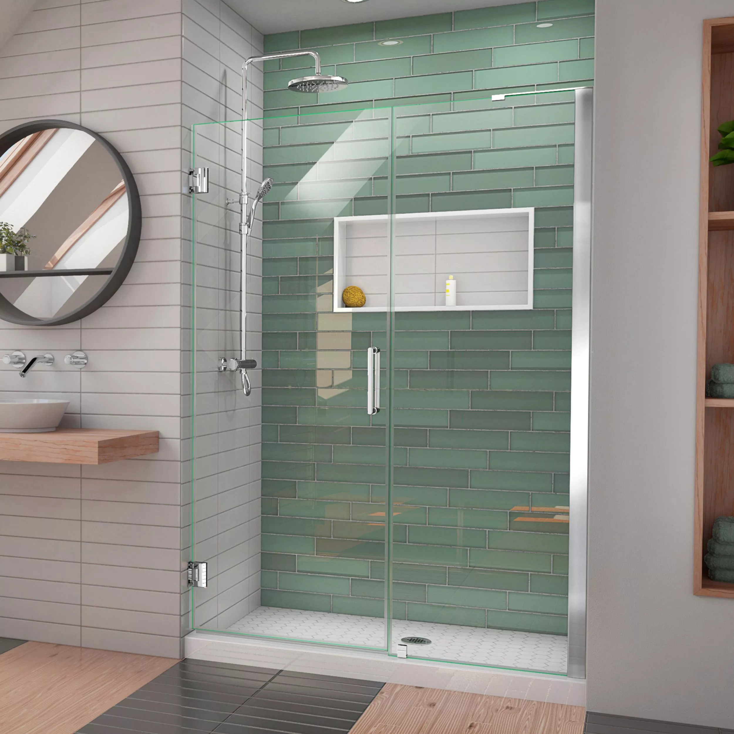 Unidoor-LS Chrome Hinged Shower Door