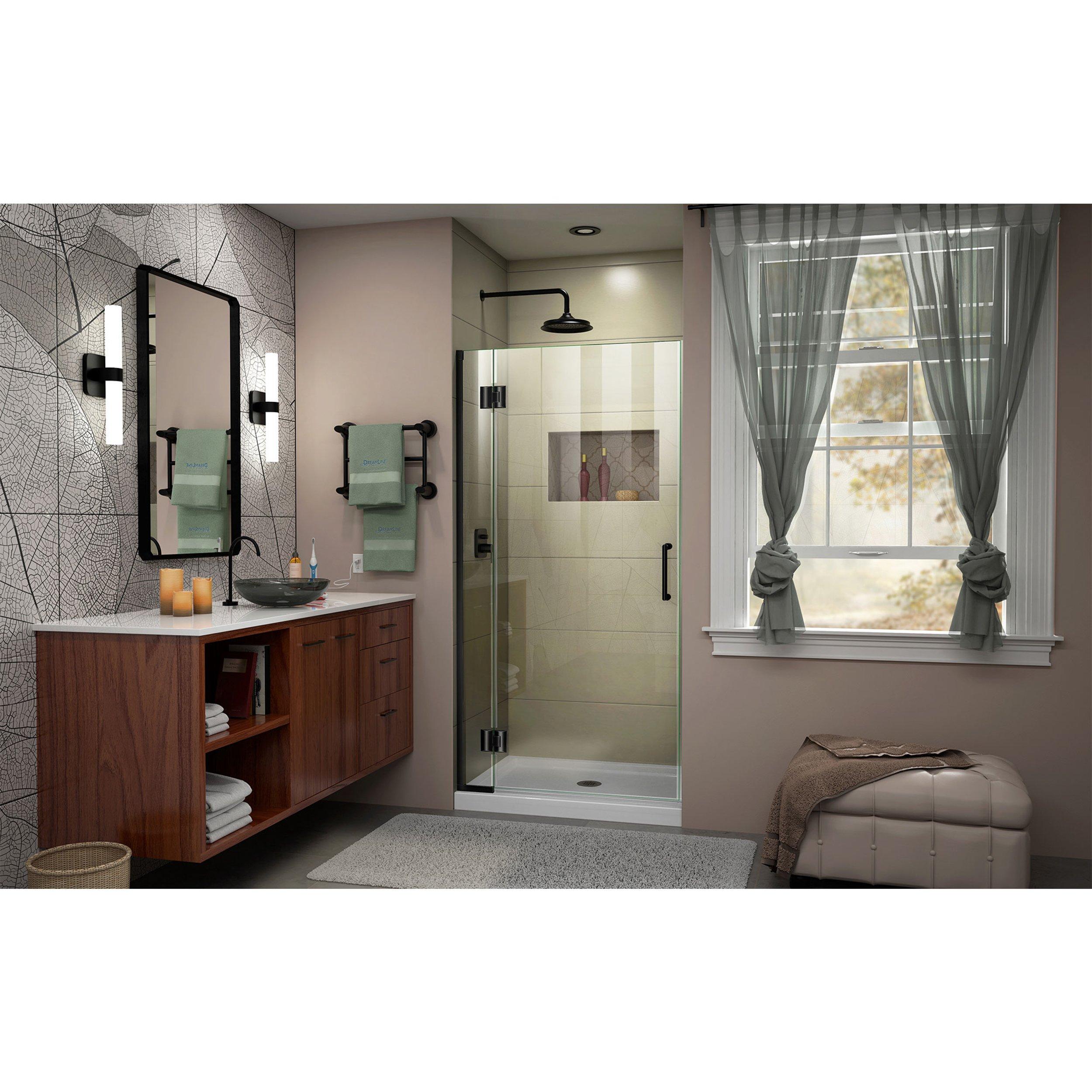 Unidoor-X Matte Black Hinged Shower Door | Floor And Decor