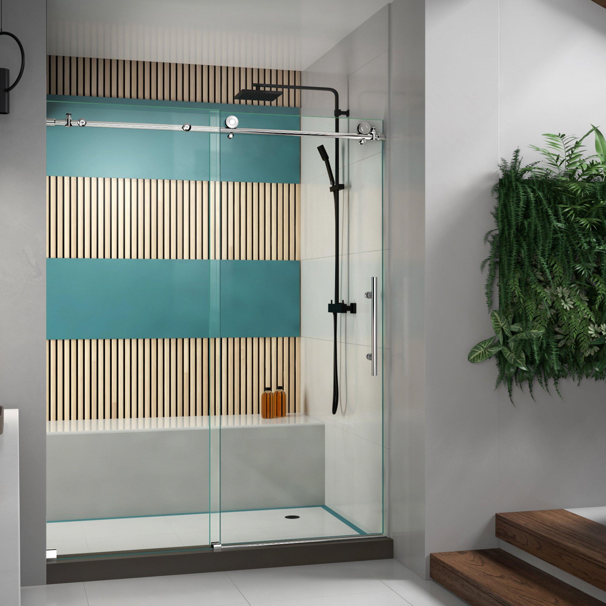 ENIGMA-X POLISHED STAINLESS STEEL FRAMELESS SLIDING SHOWER DOOR