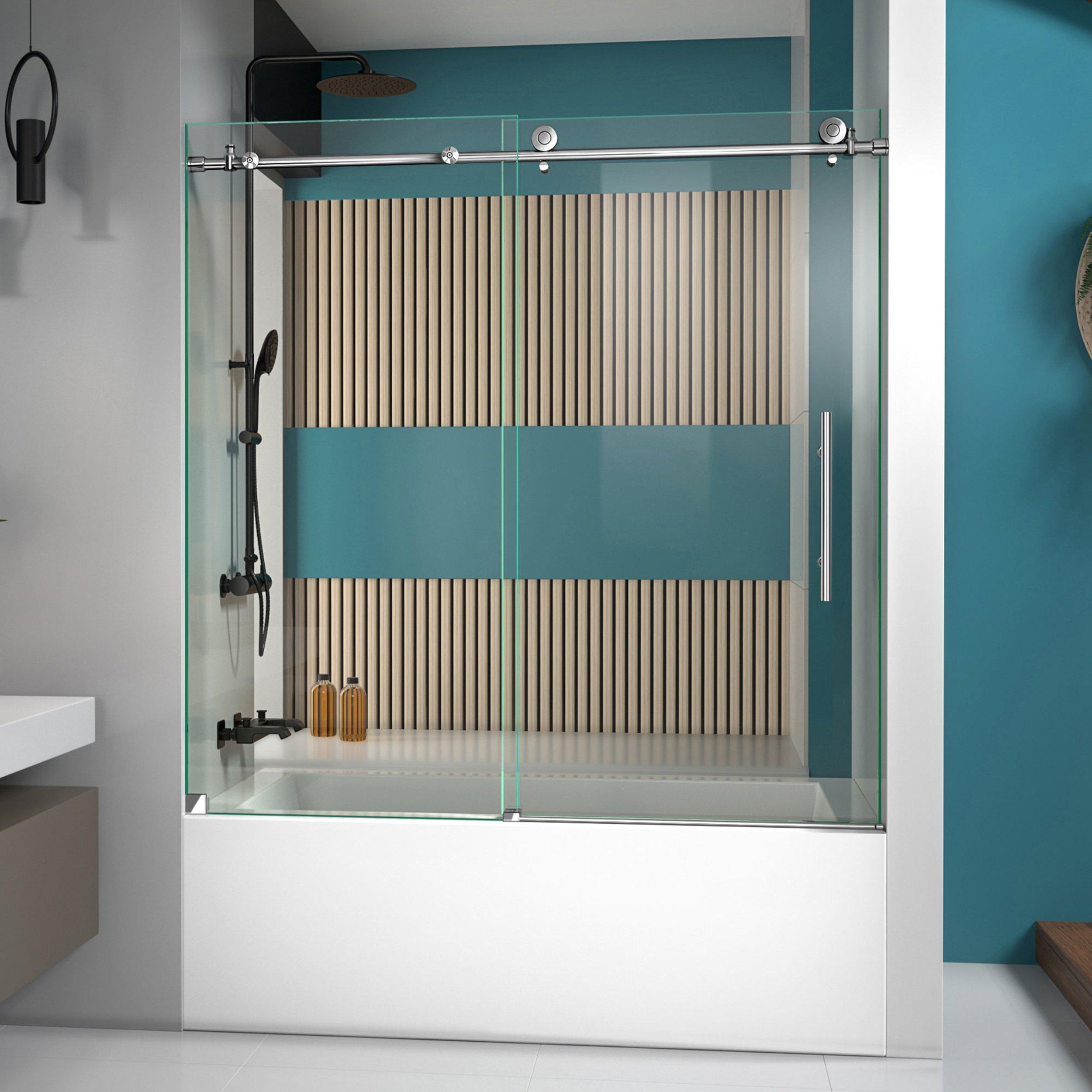 Enigma-X Brushed Nickel Frameless Sliding Shower Door