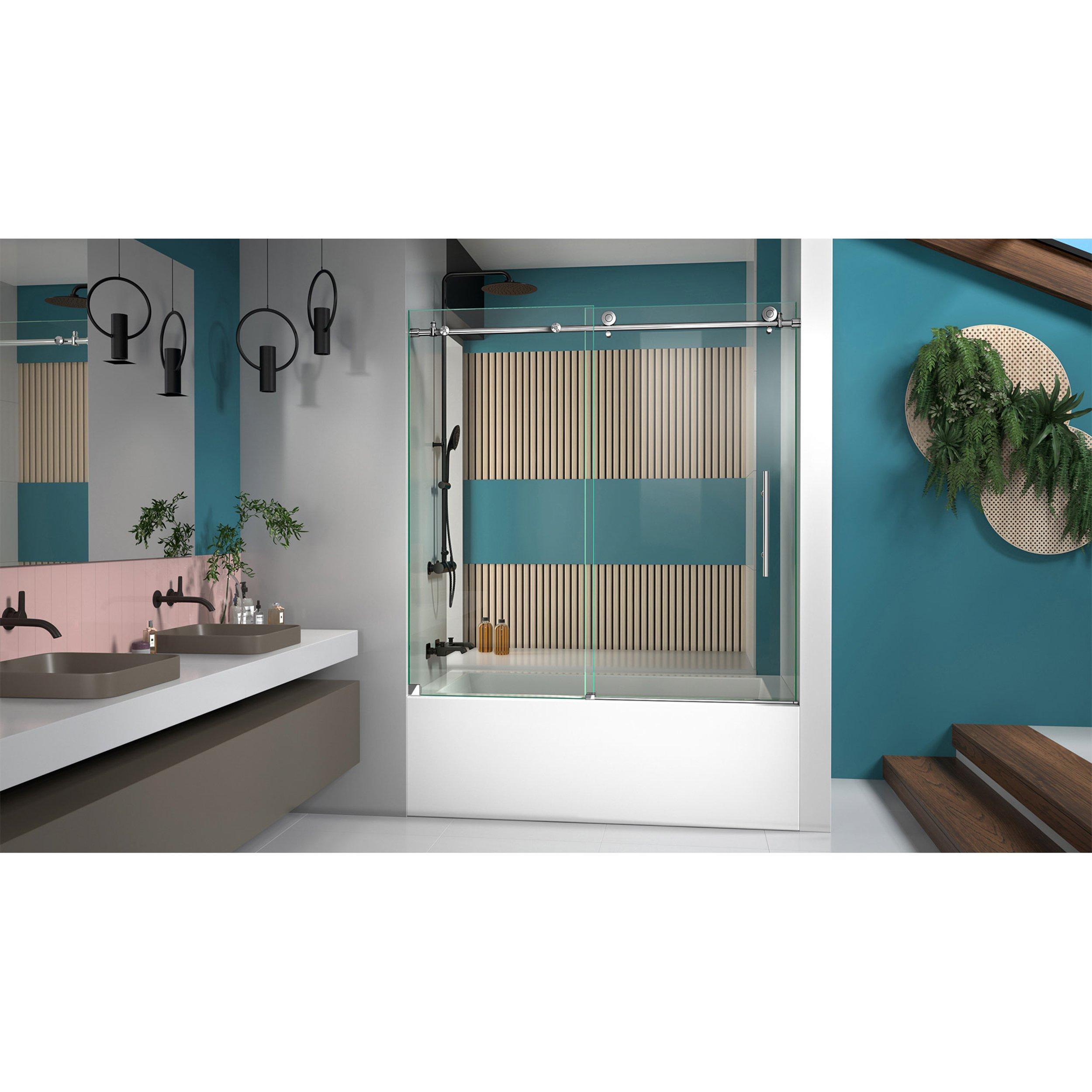 Enigma-X Brushed Nickel Frameless Sliding Shower Door