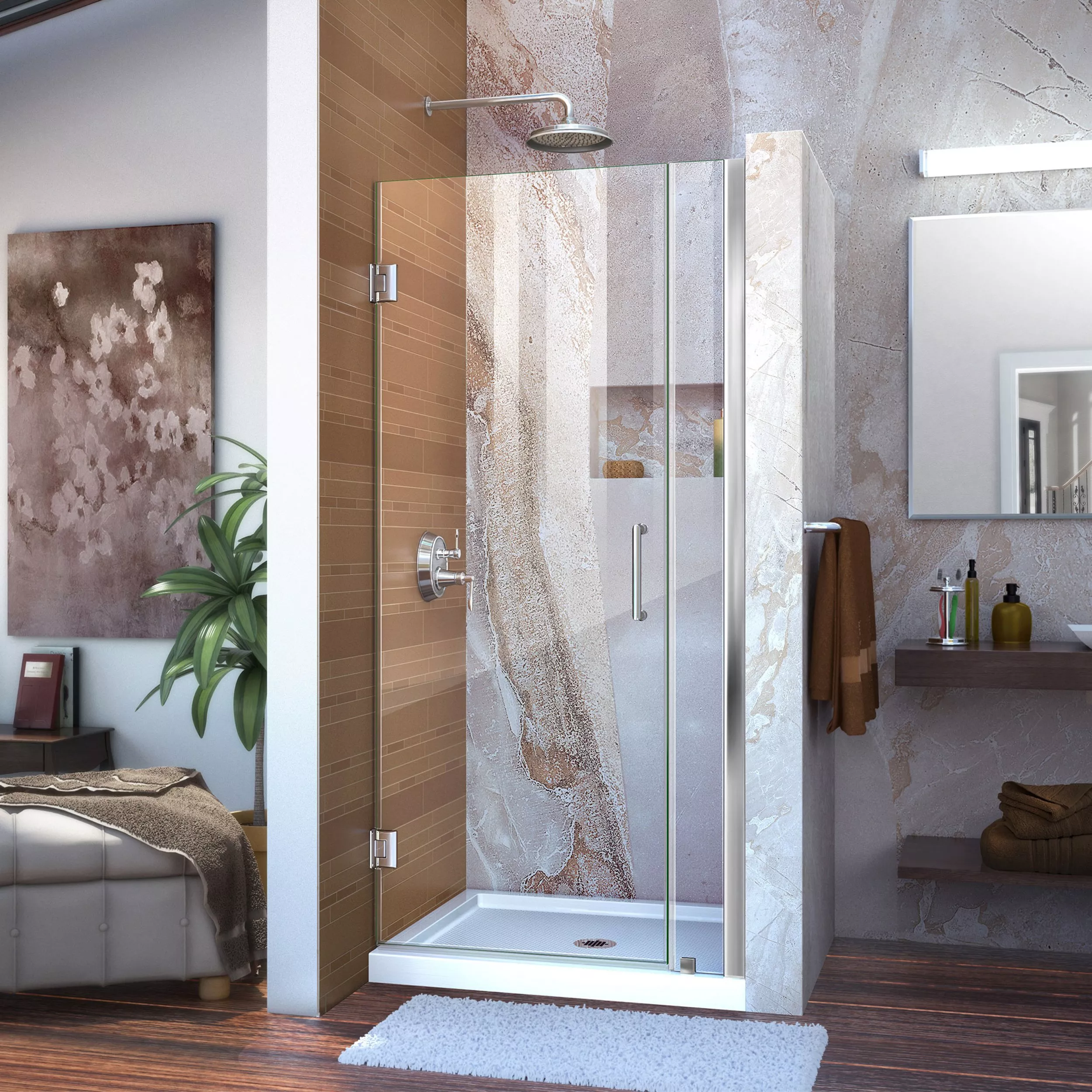 Unidoor Chrome Hinged Shower Door