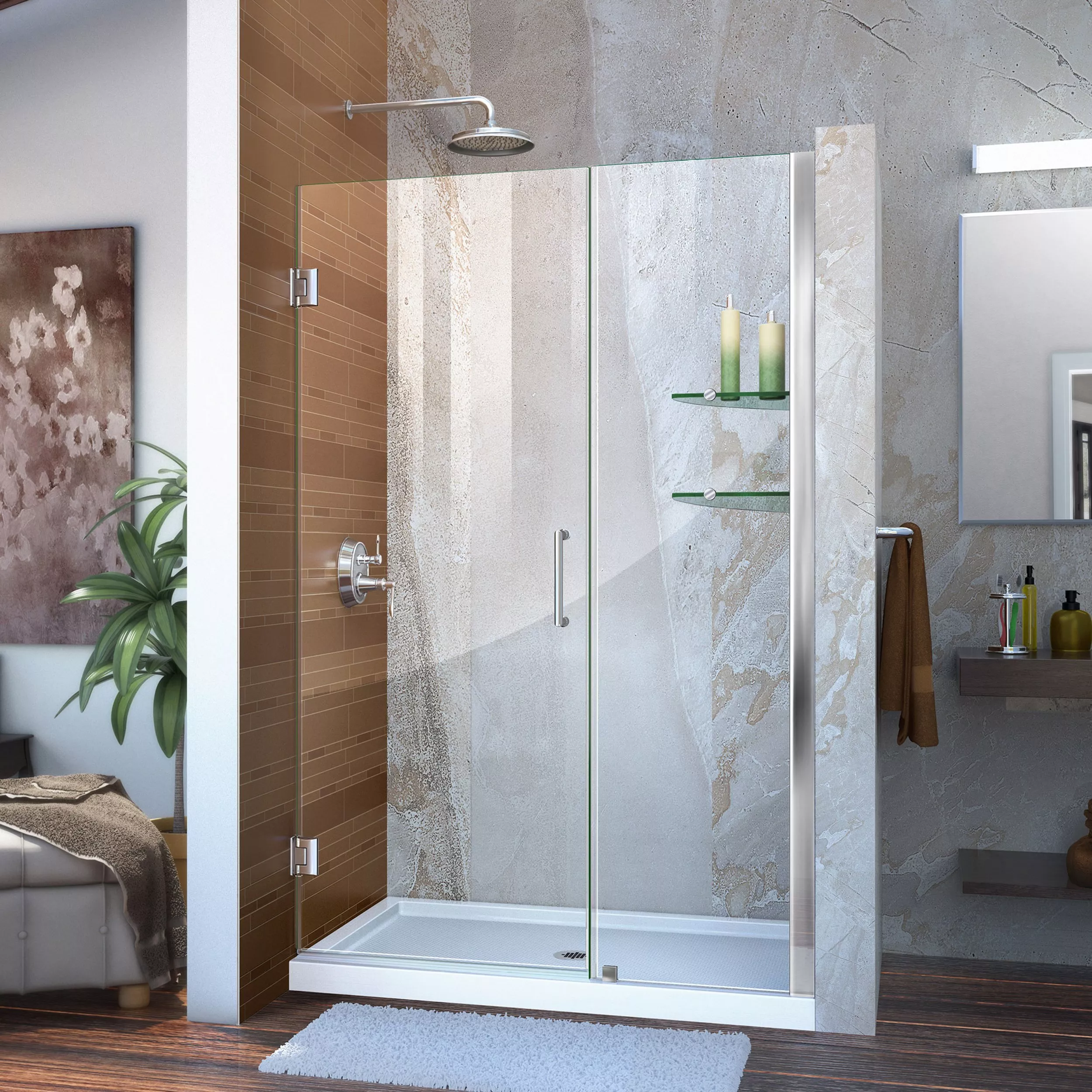 Unidoor Chrome Hinged Shower Door