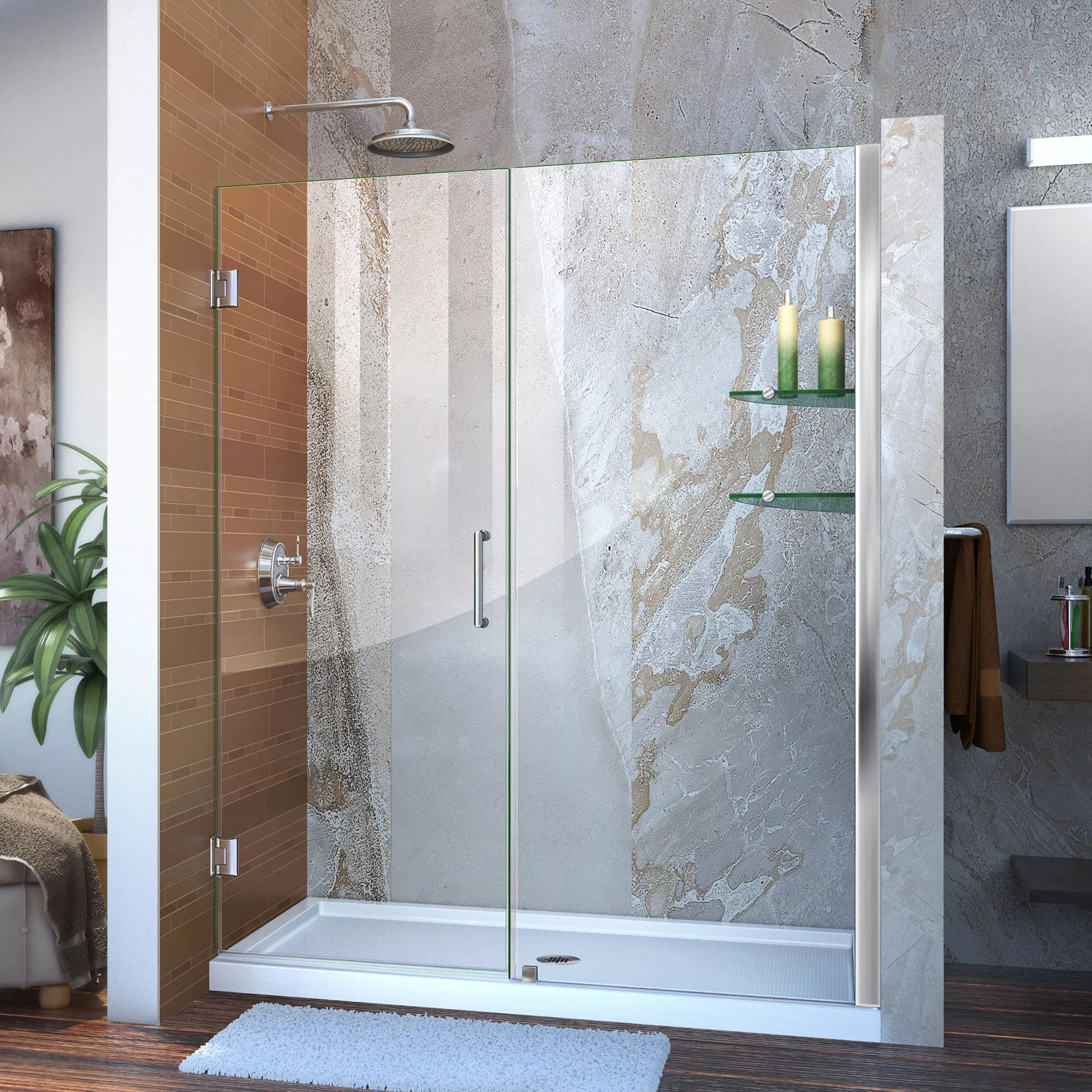 Unidoor Chrome Hinged Shower Door