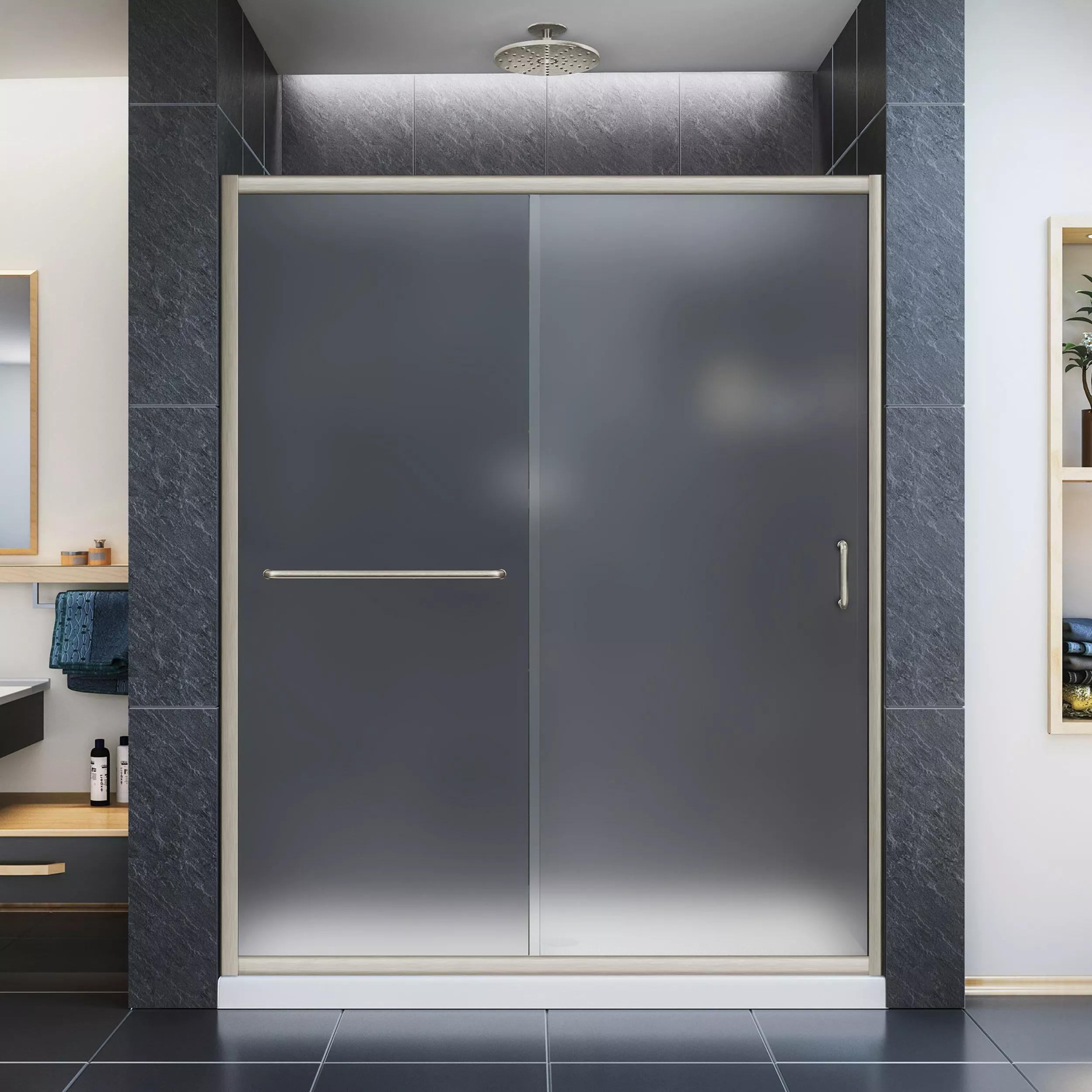 Infinity-Z Brushed Nickel Semi-Frameless Shower Door