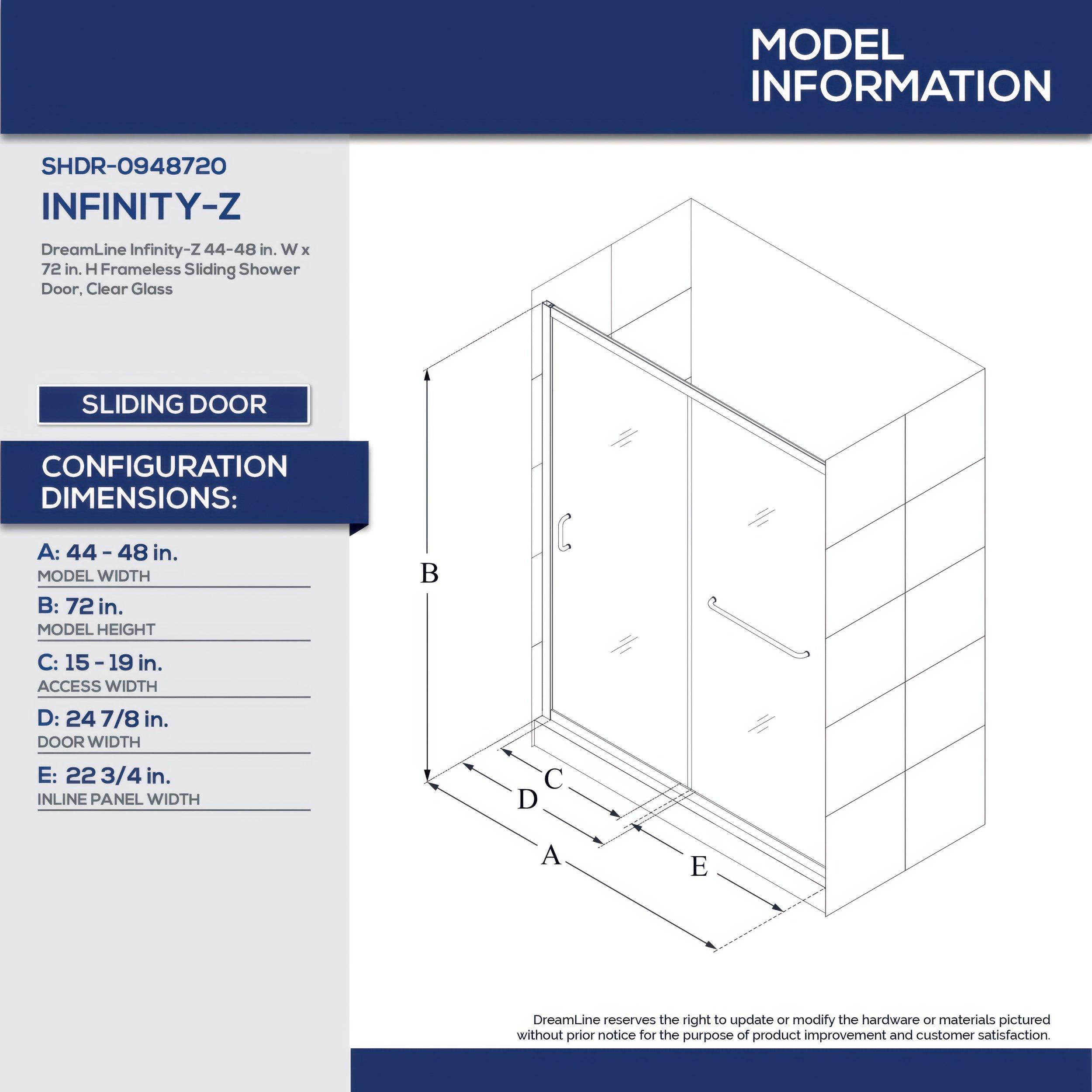 Infinity-Z Brushed Nickel Semi-Frameless Shower Door