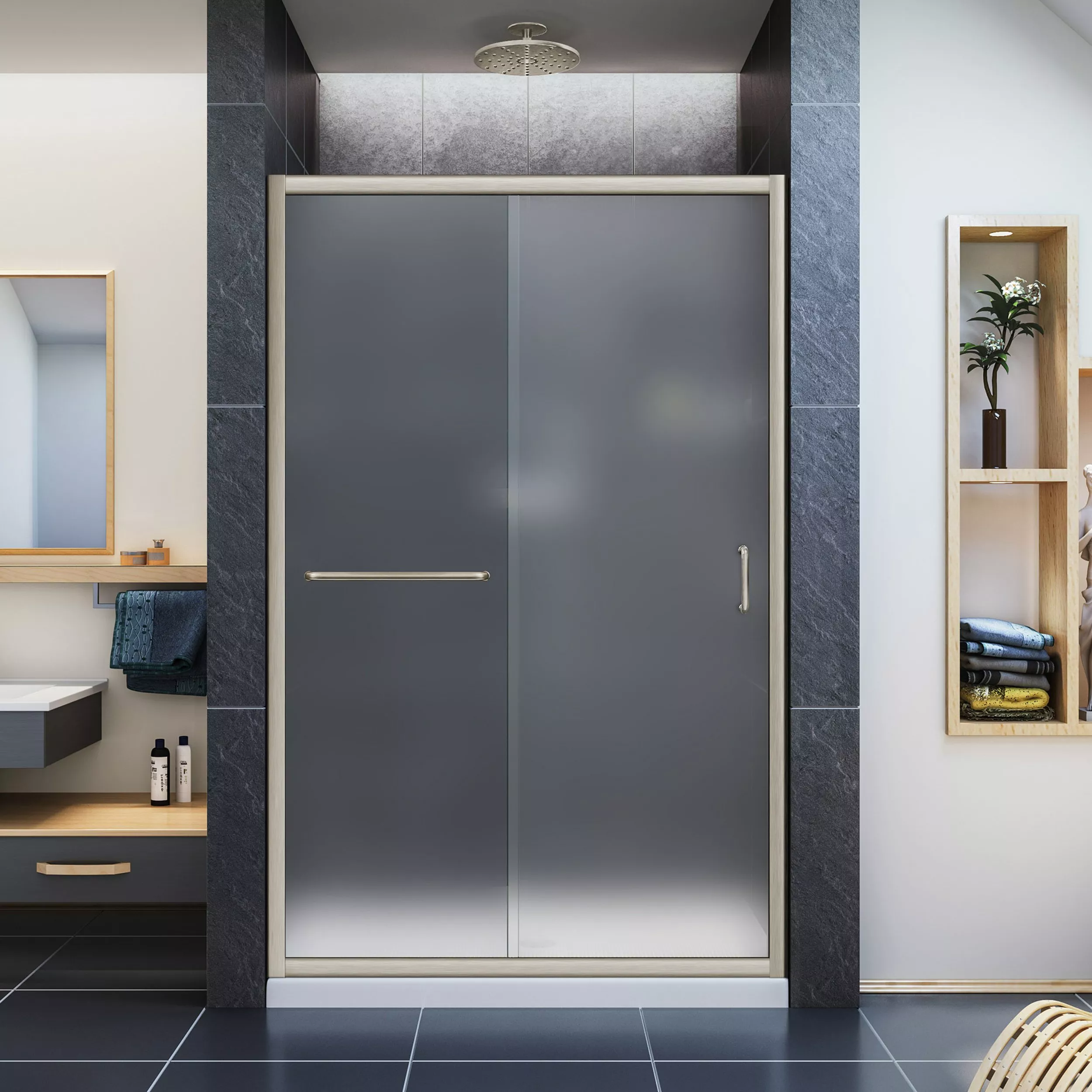 Infinity-Z Brushed Nickel Semi-Frameless Shower Door