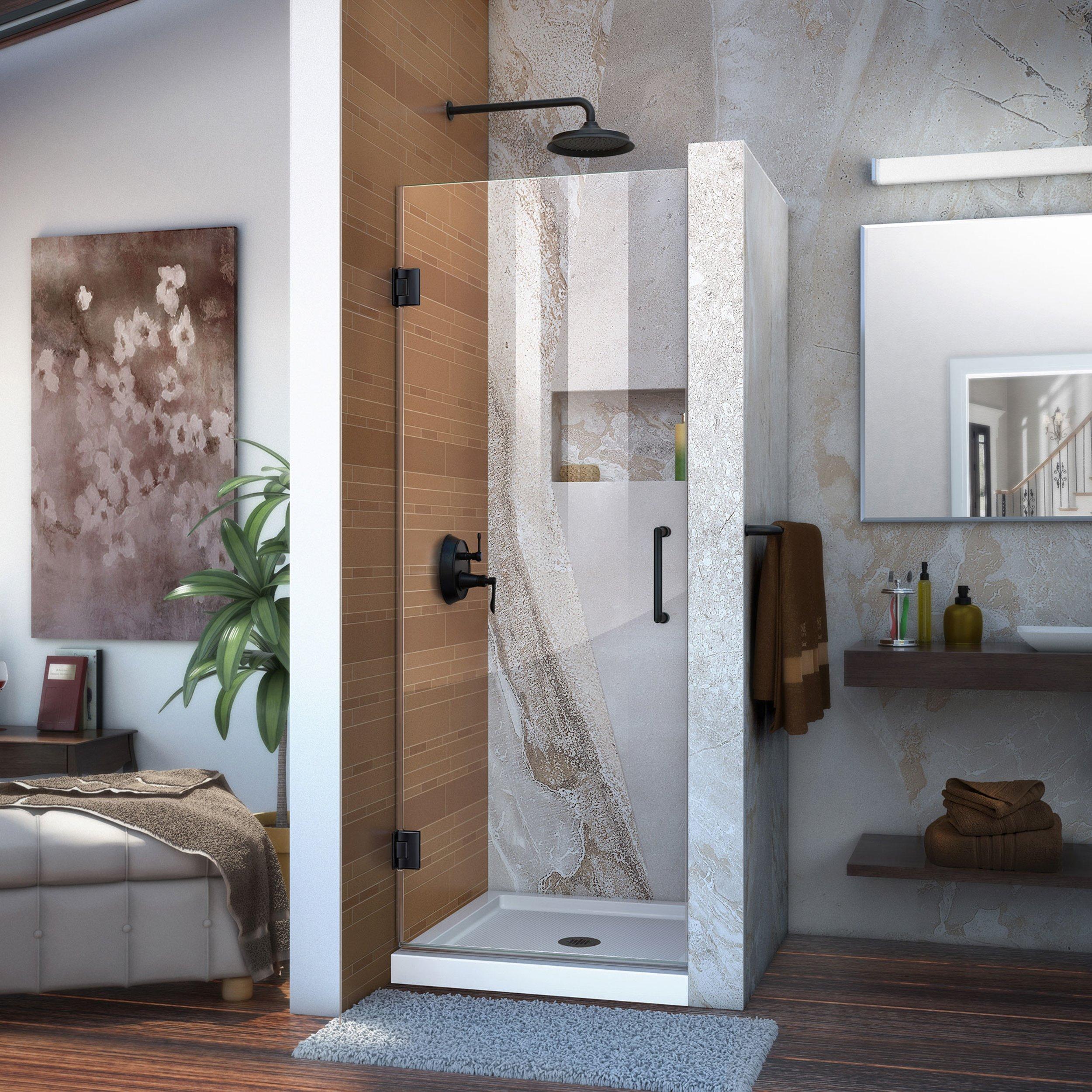 Unidoor Matte Black Hinged Shower Door