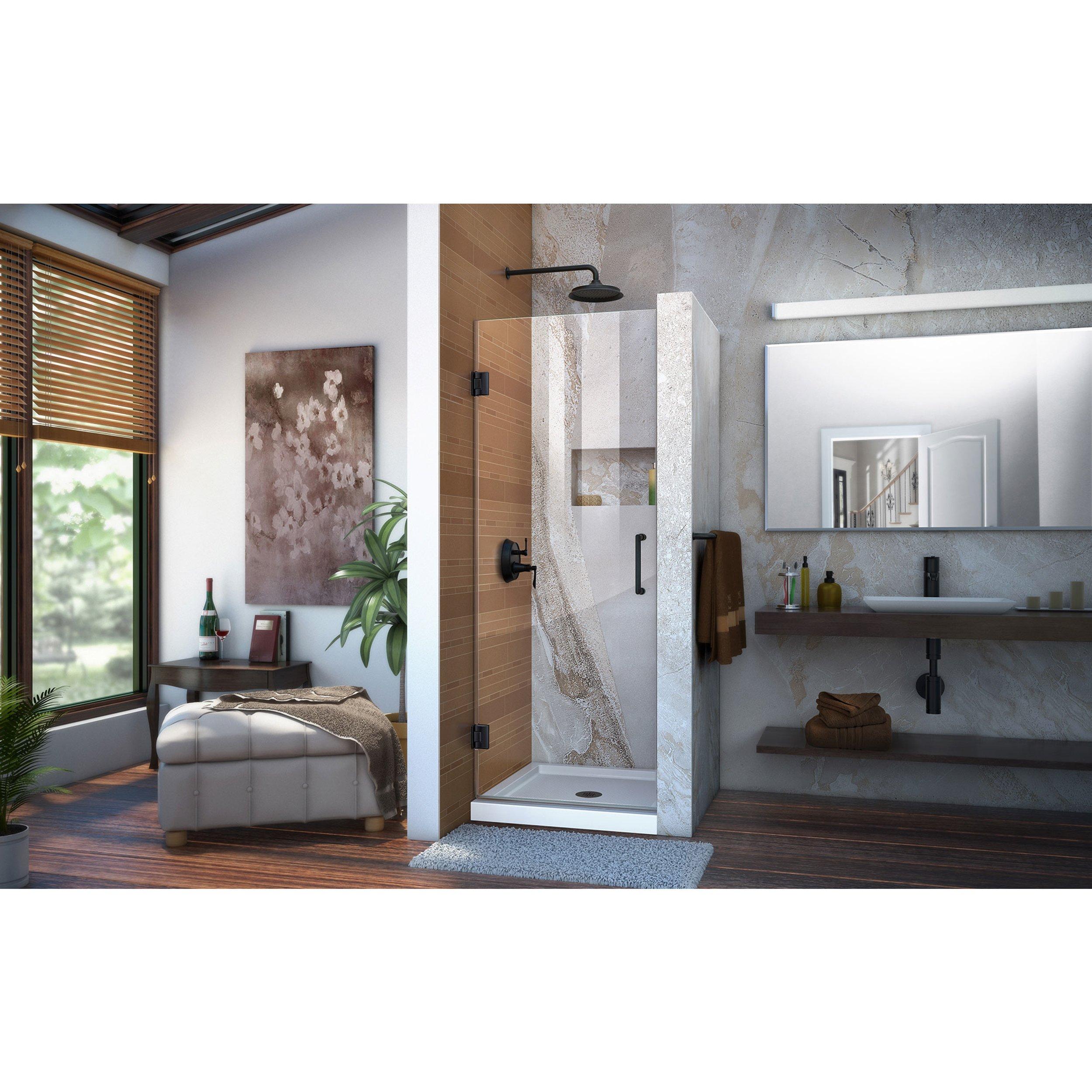 Unidoor Matte Black Hinged Shower Door