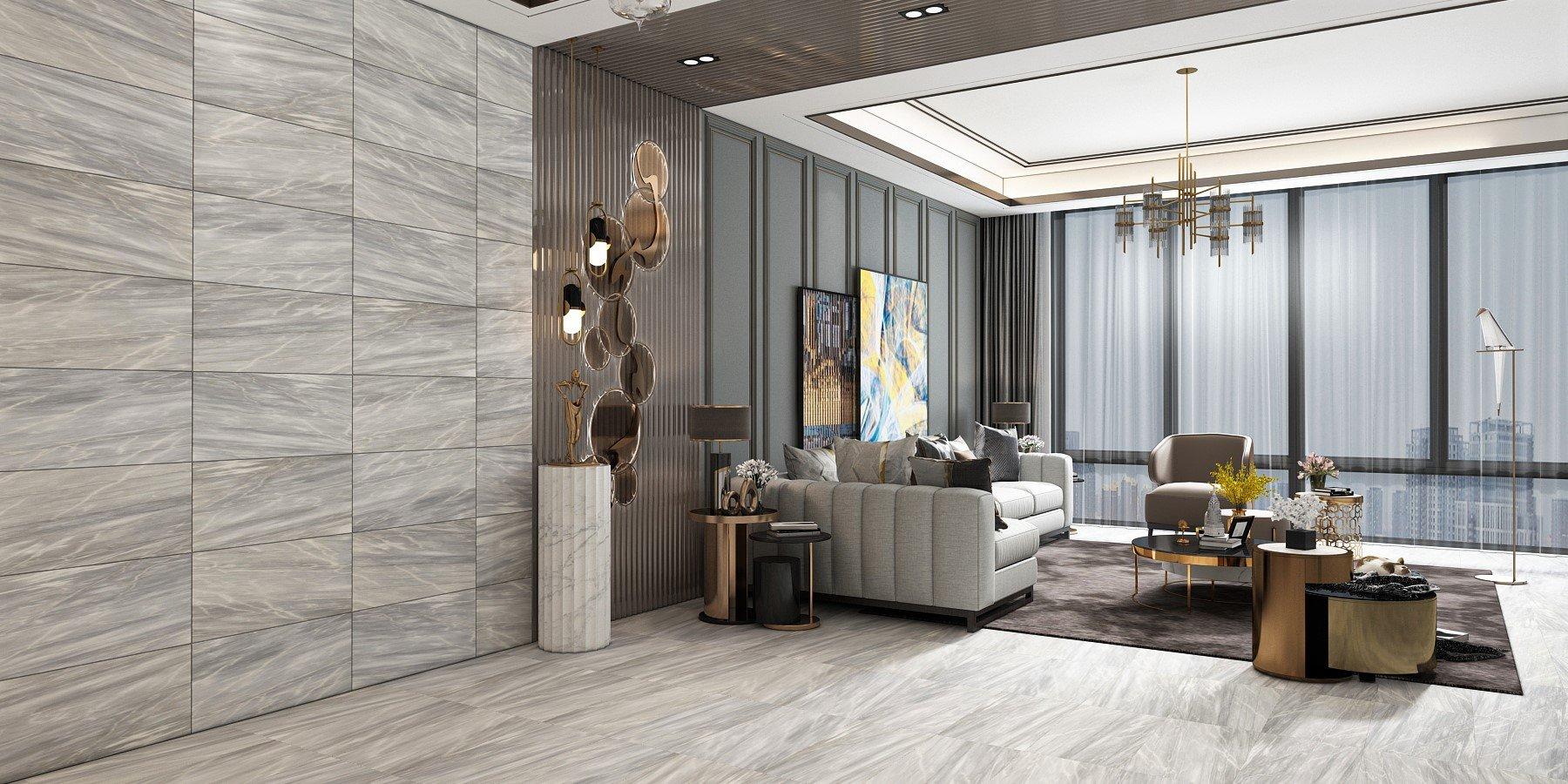 Silver Birch Brushed Marble Tile