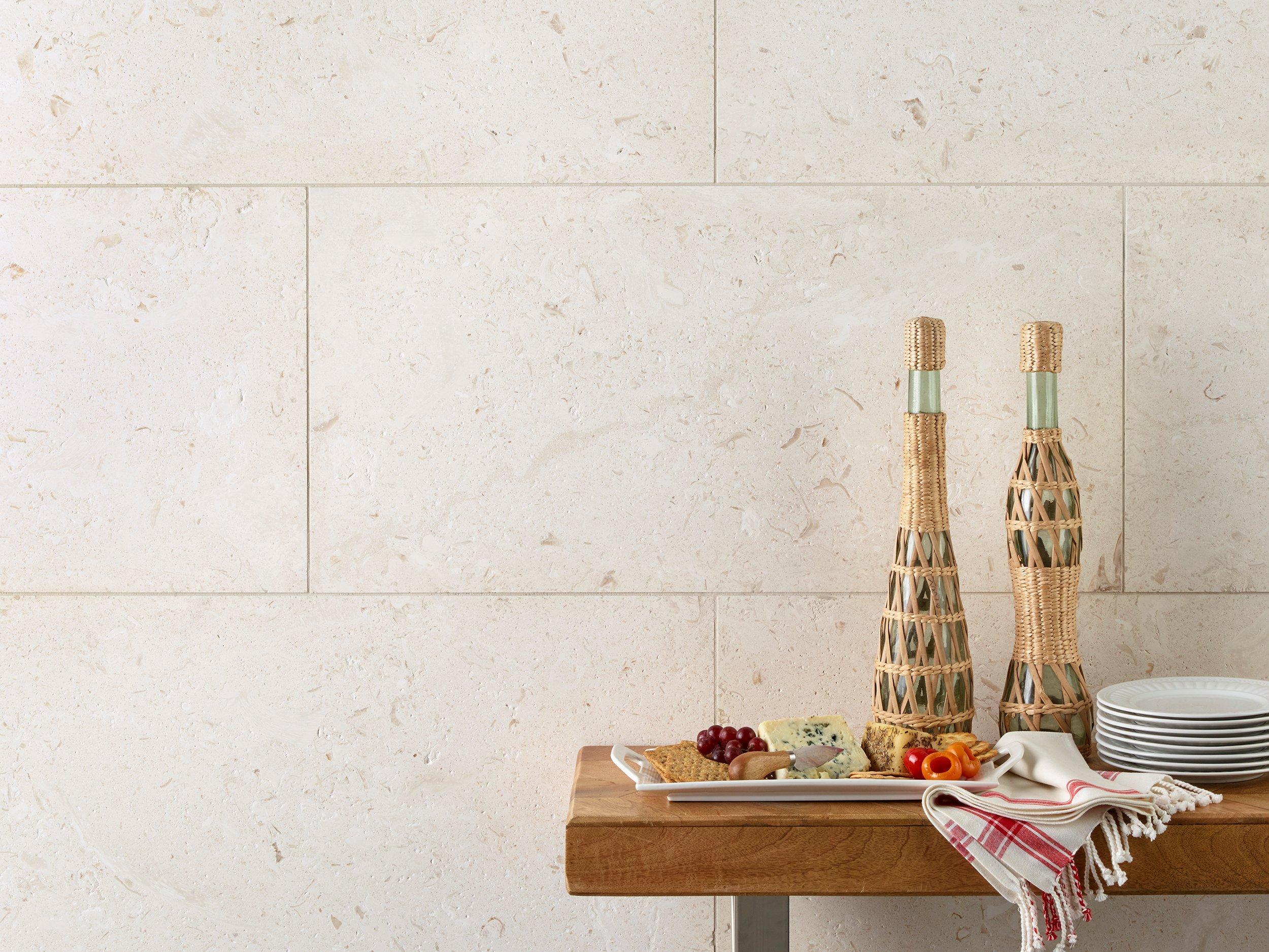 Fossil Beige Brushed Limestone Tile