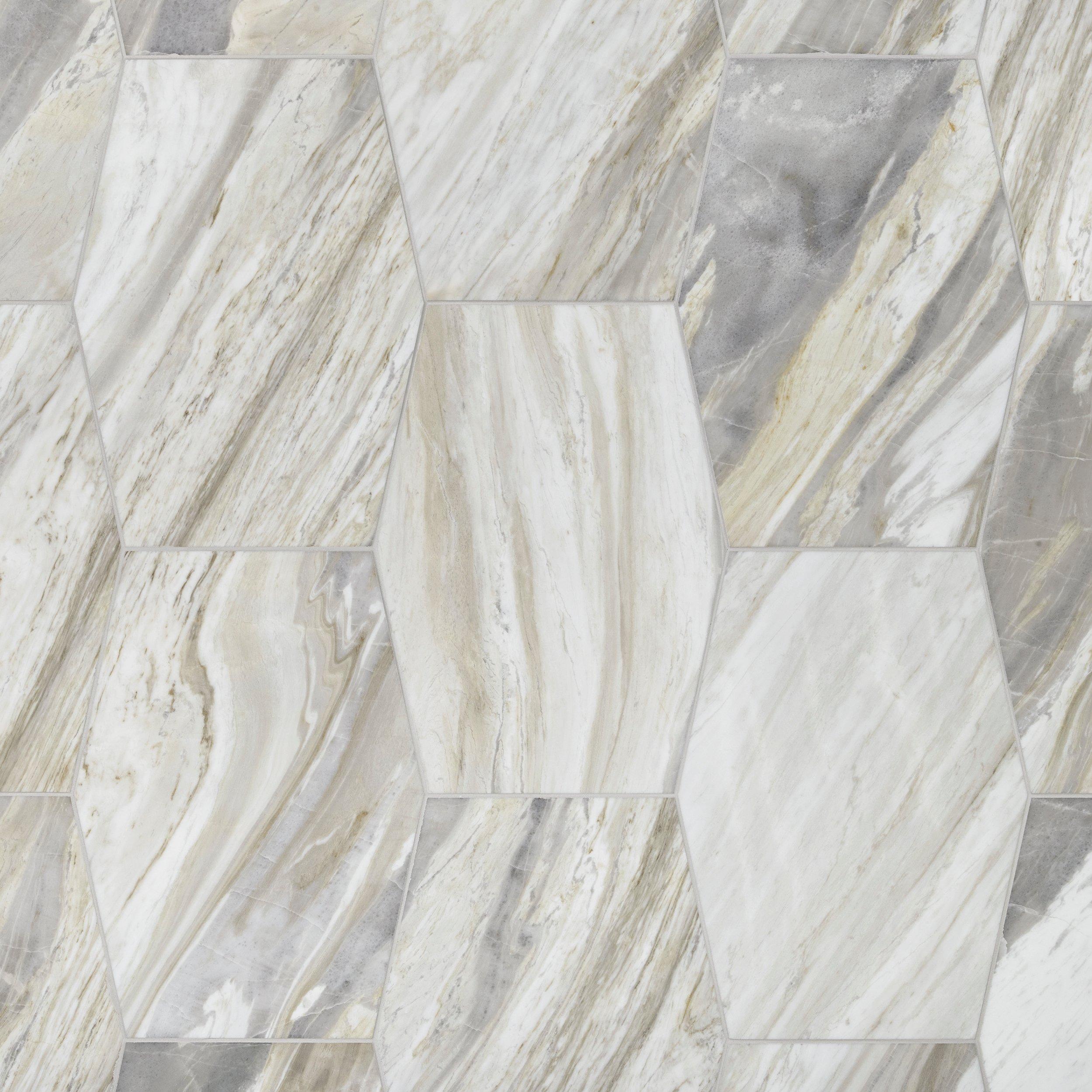 Sienna Azul Polished Marble Hexagon Tile