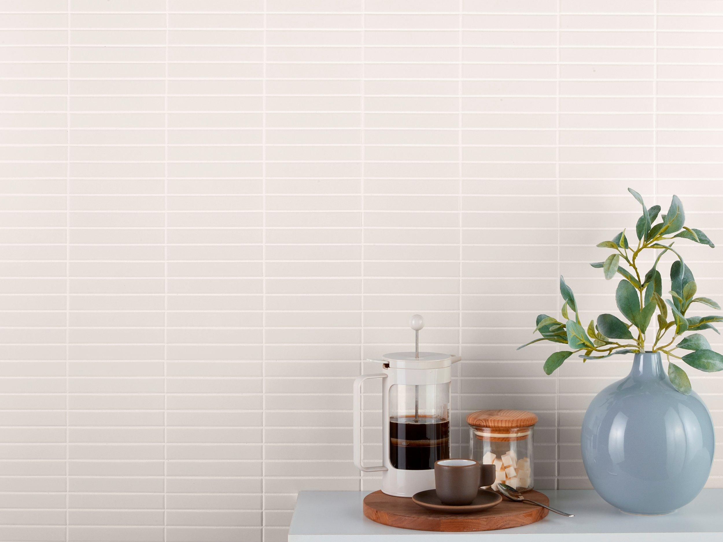 White Stack Unglazed Porcelain Mosaic II