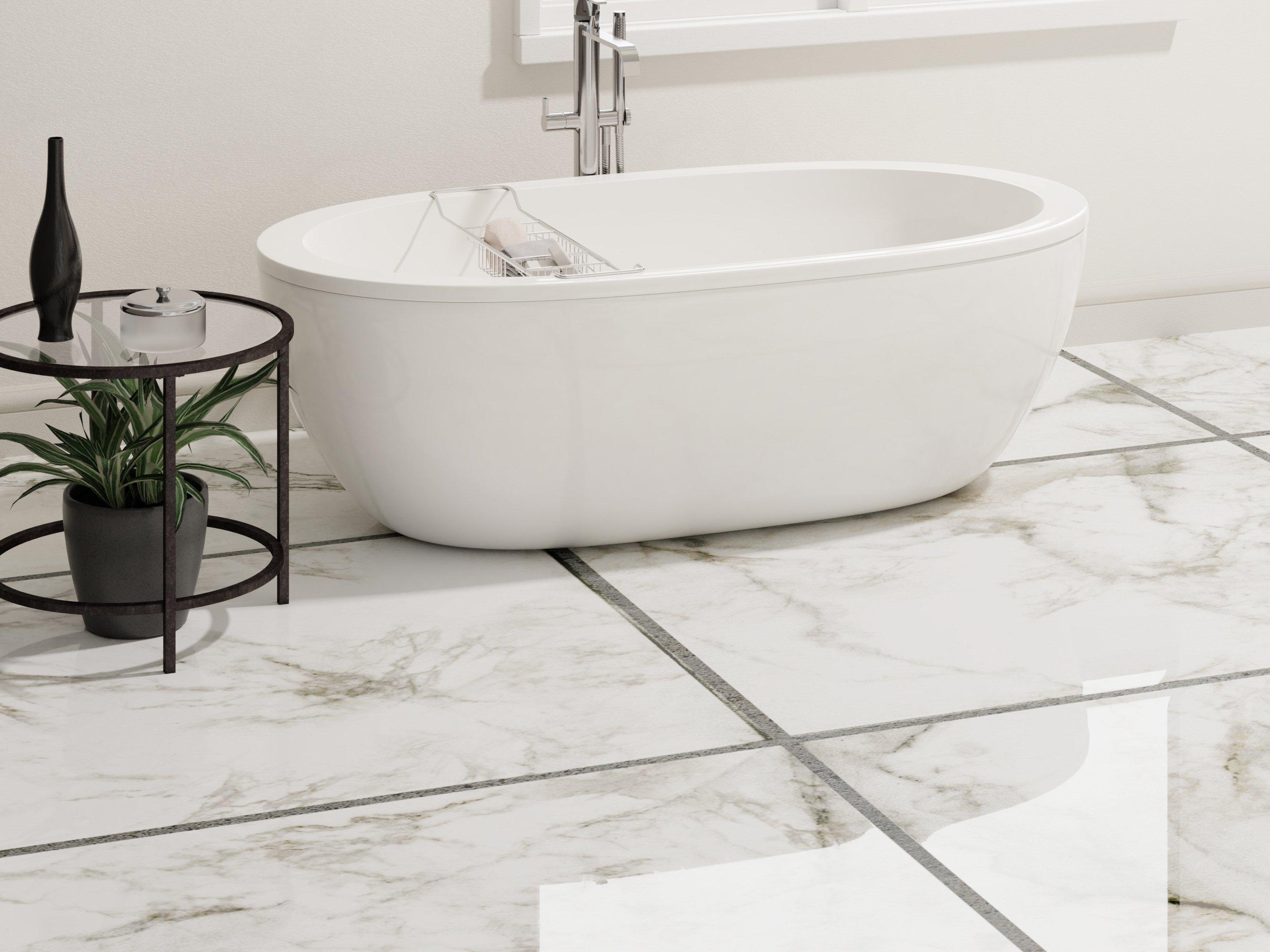 Naomi White Polished Porcelain Tile