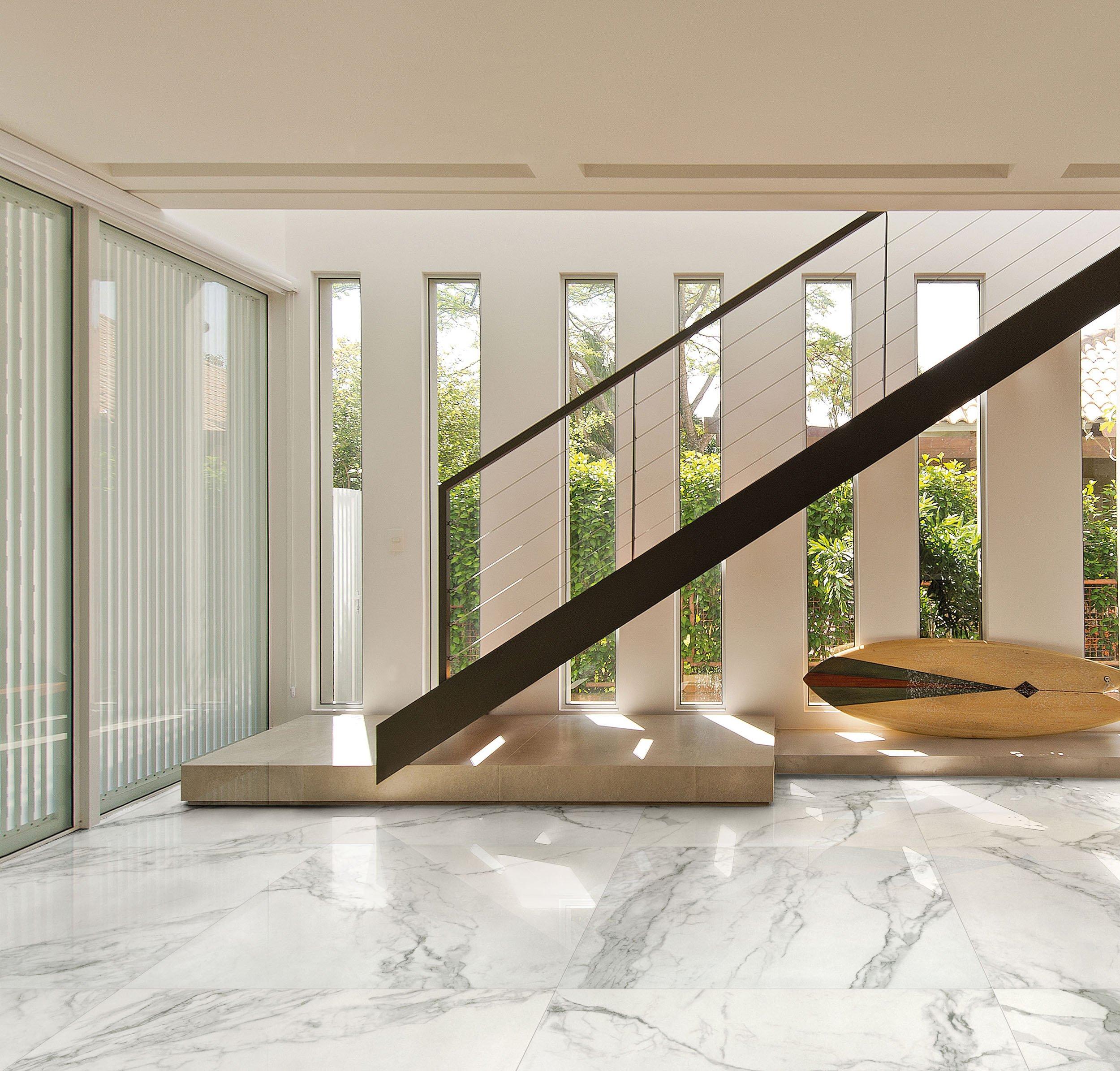 Naomi White Polished Porcelain Tile